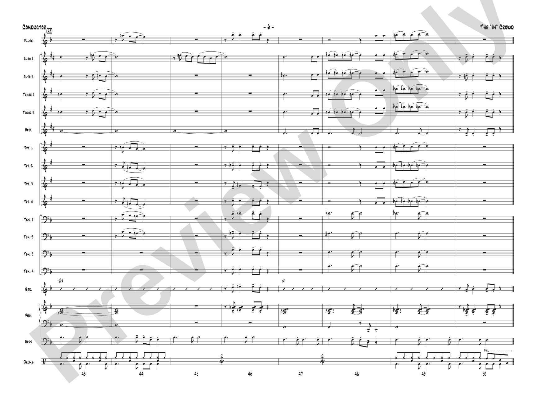 The "In" Crowd: Jazz Ensemble Conductor Score & Parts