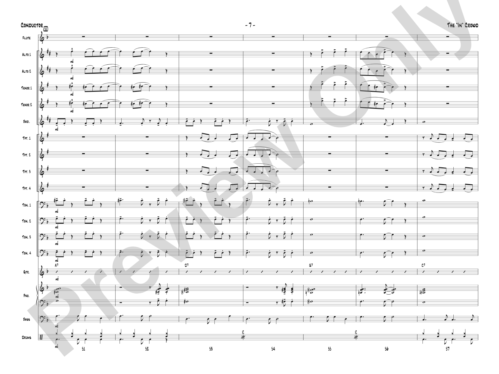 The "In" Crowd: Jazz Ensemble Conductor Score & Parts
