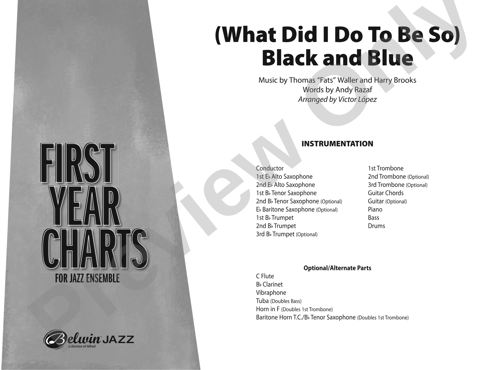 (What Did I Do to Be So) Black and Blue: Jazz Ensemble Conductor Score & Parts