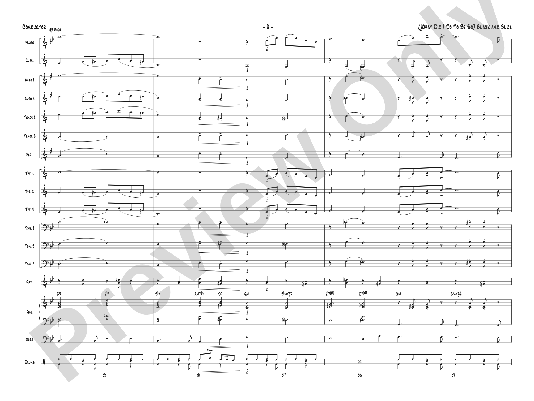 (What Did I Do to Be So) Black and Blue: Jazz Ensemble Conductor Score & Parts