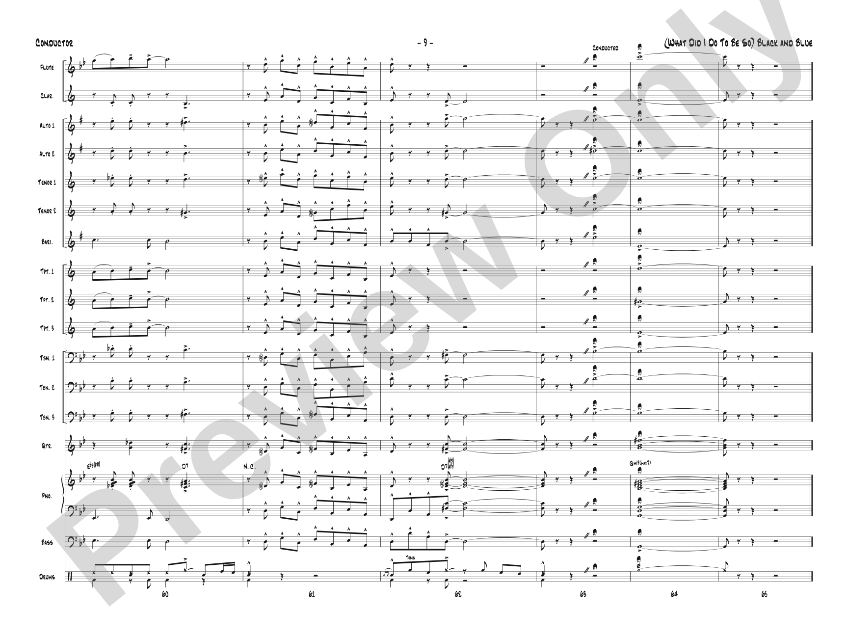 (What Did I Do to Be So) Black and Blue: Jazz Ensemble Conductor Score & Parts