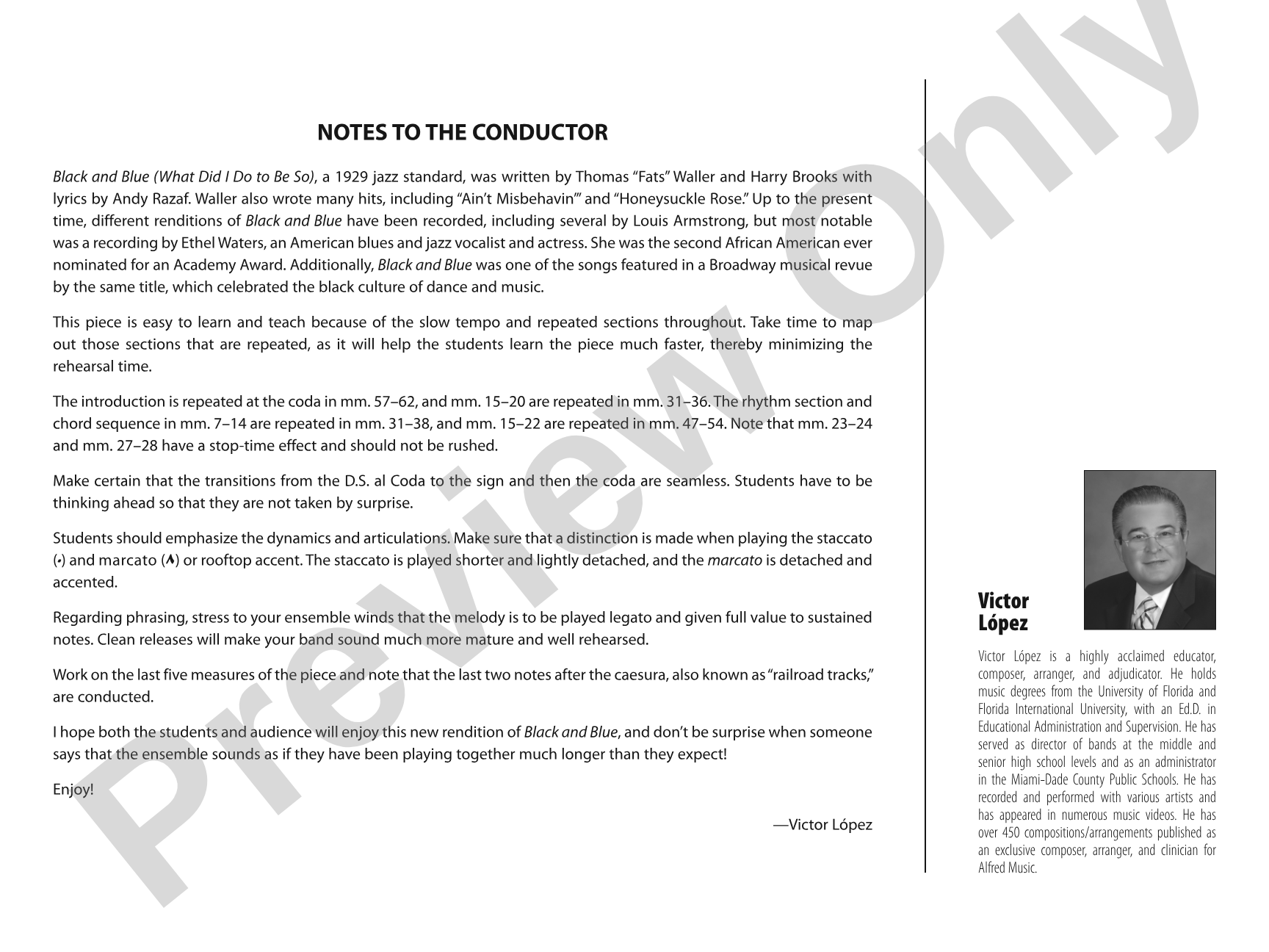 (What Did I Do to Be So) Black and Blue: Jazz Ensemble Conductor Score & Parts