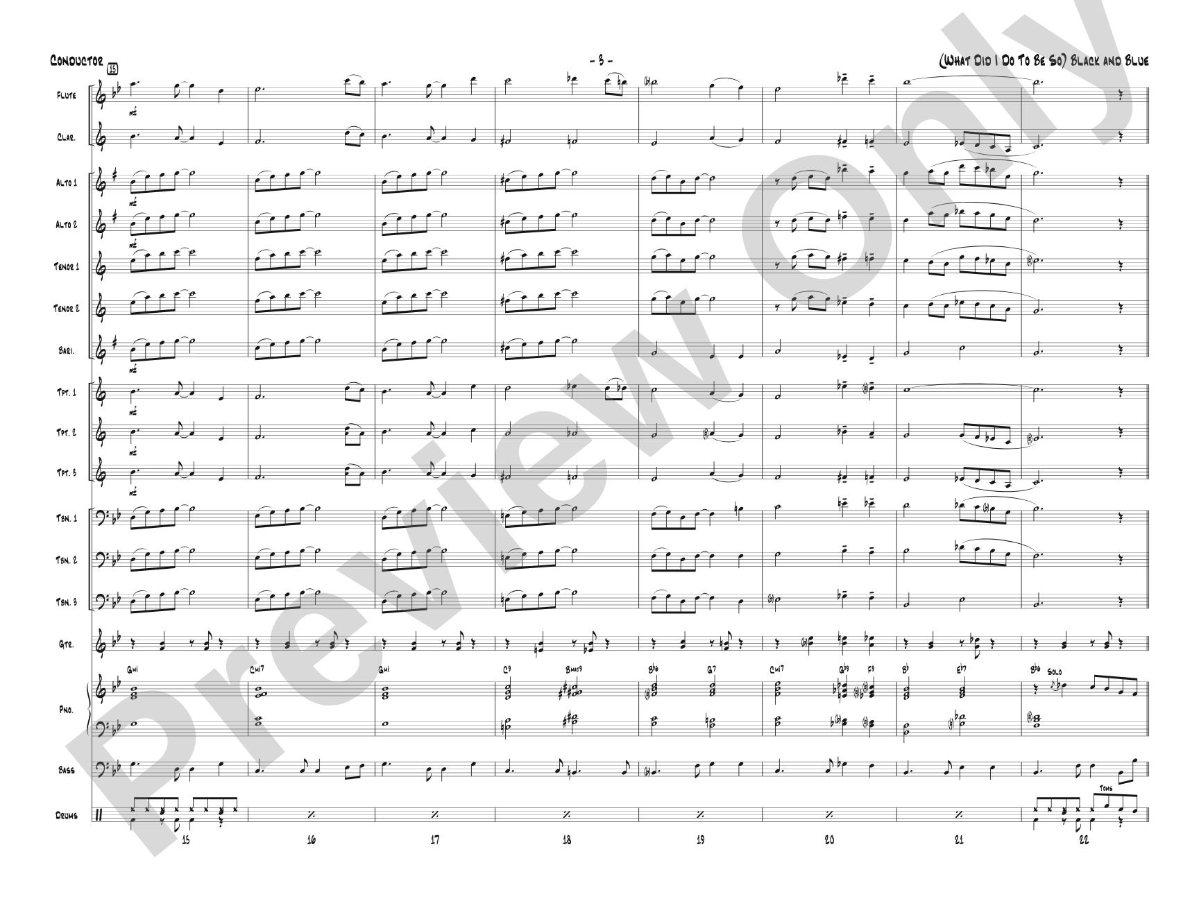 (What Did I Do to Be So) Black and Blue: Jazz Ensemble Conductor Score & Parts