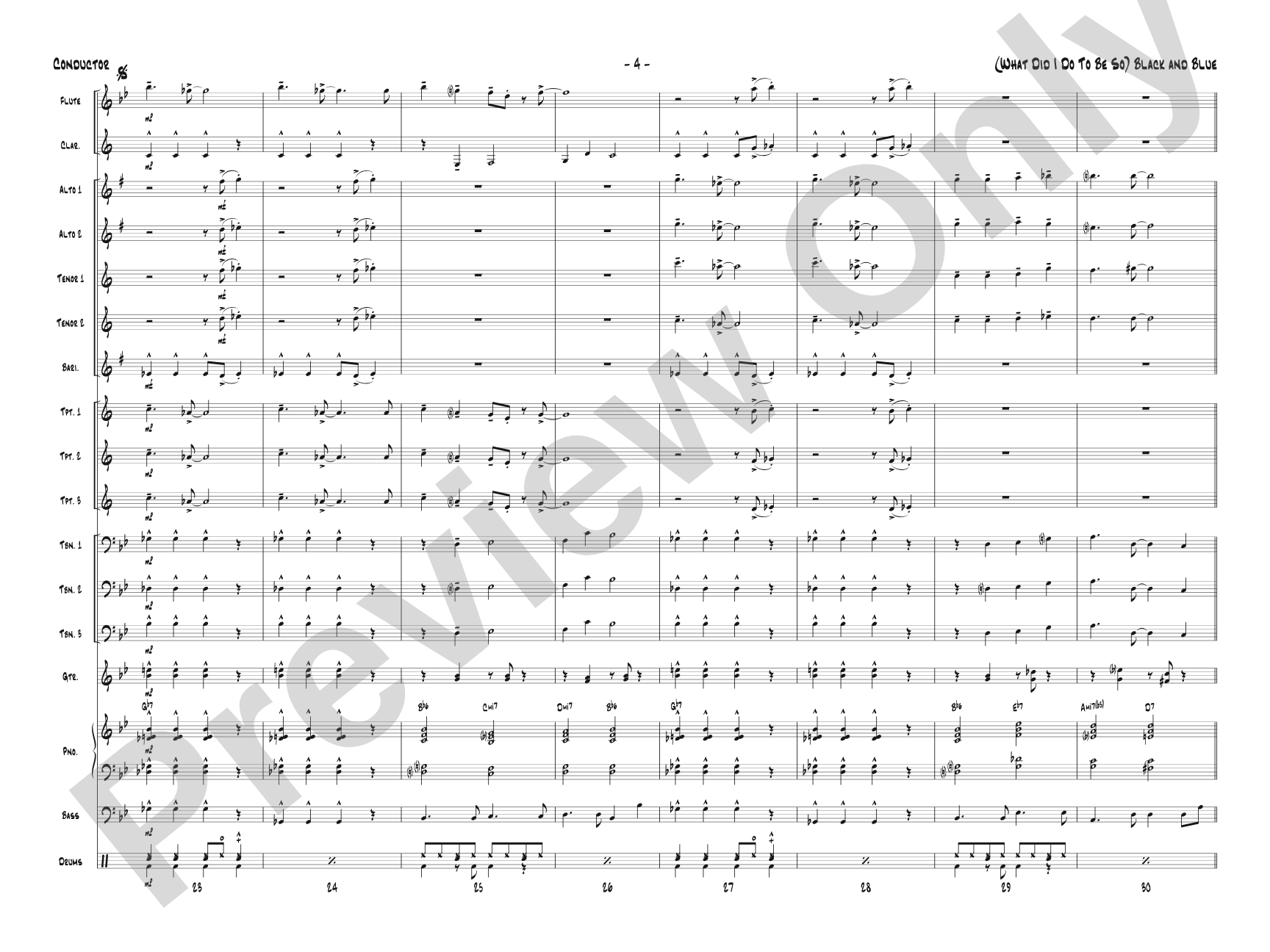(What Did I Do to Be So) Black and Blue: Jazz Ensemble Conductor Score & Parts