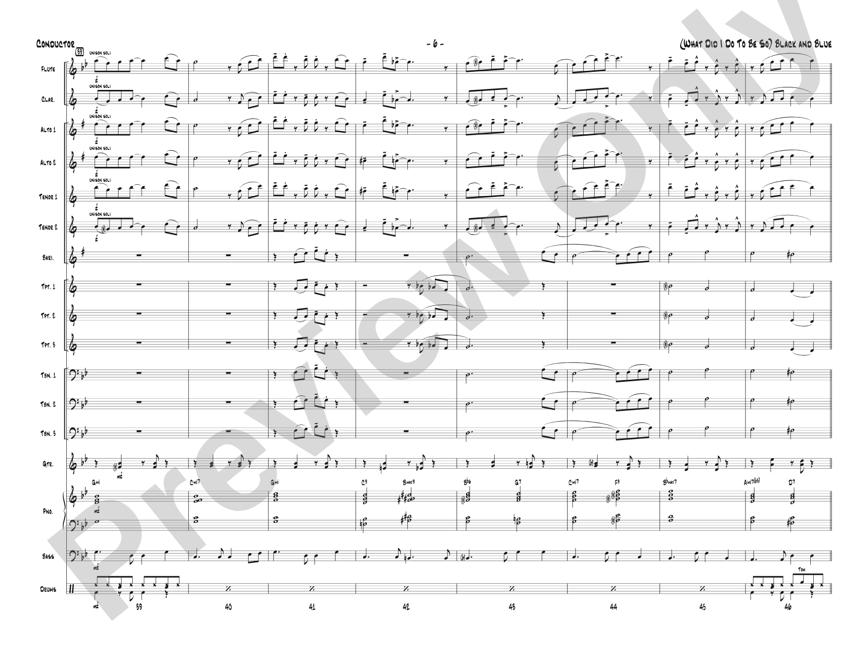 (What Did I Do to Be So) Black and Blue: Jazz Ensemble Conductor Score & Parts