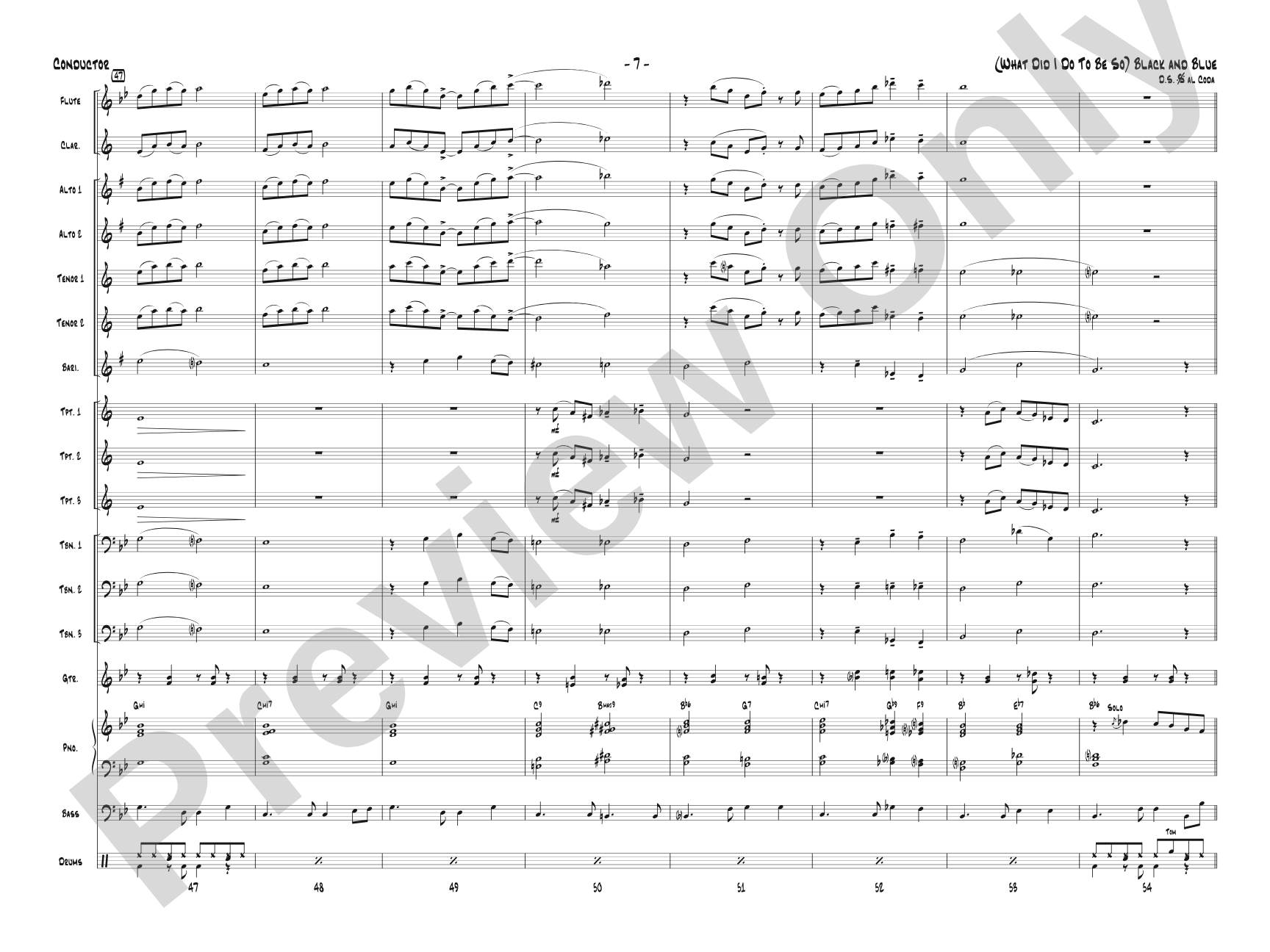 (What Did I Do to Be So) Black and Blue: Jazz Ensemble Conductor Score & Parts