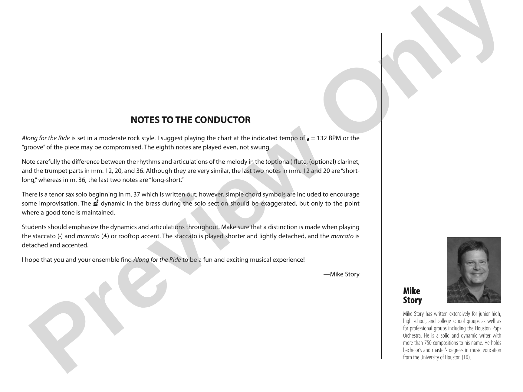 Along for the Ride: Jazz Ensemble Conductor Score & Parts