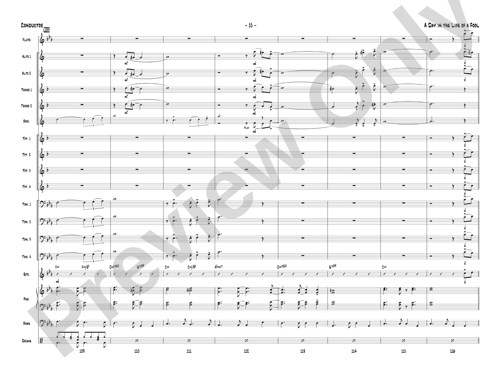 A Day in the Life of a Fool (Manha de Carnaval): Jazz Ensemble Conductor Score & Parts