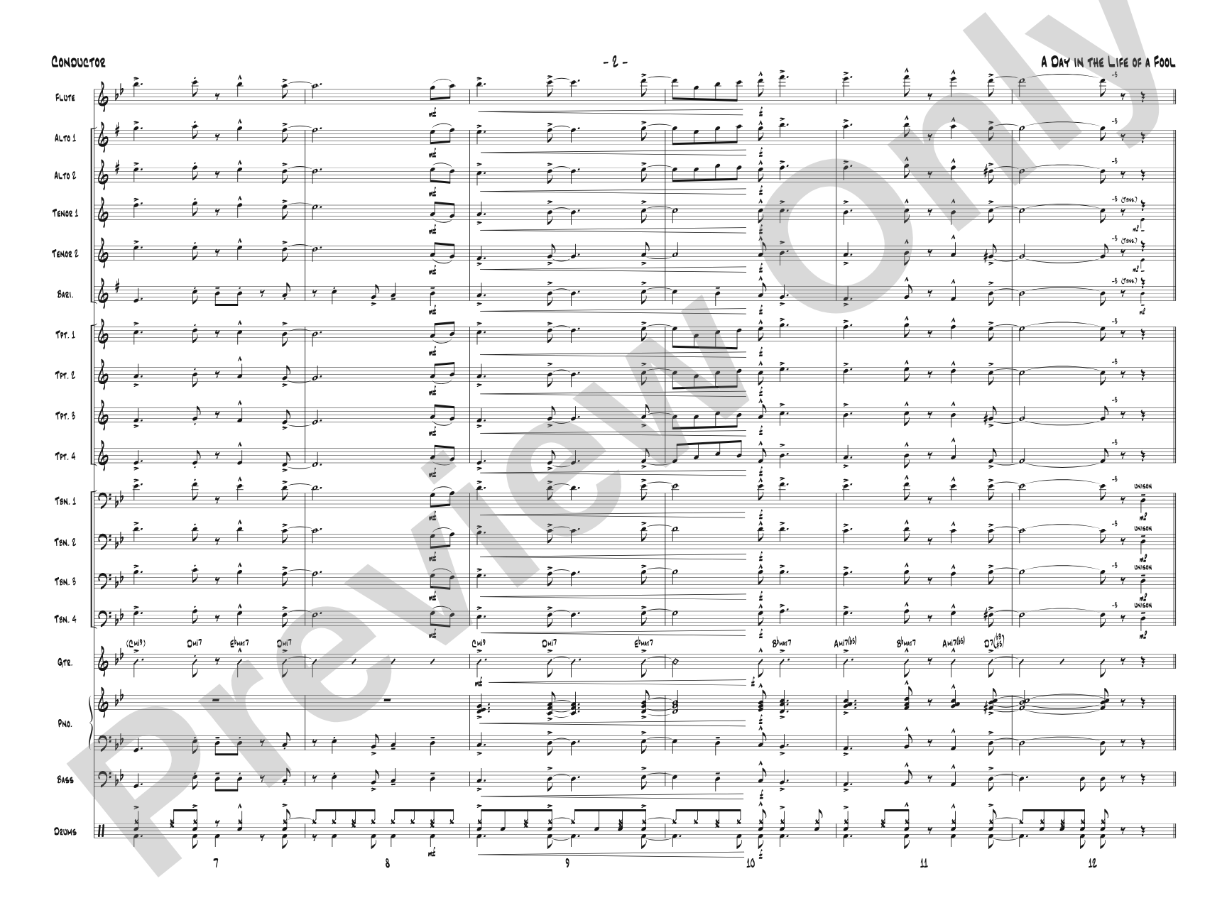 A Day in the Life of a Fool (Manha de Carnaval): Jazz Ensemble Conductor Score & Parts