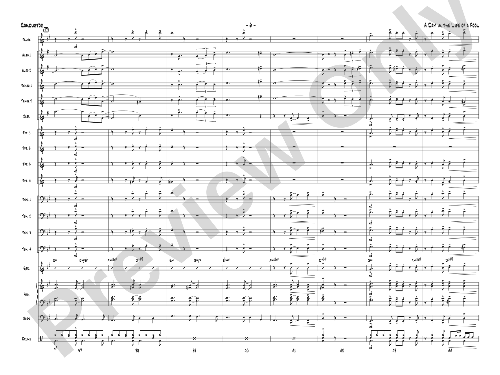 A Day in the Life of a Fool (Manha de Carnaval): Jazz Ensemble Conductor Score & Parts