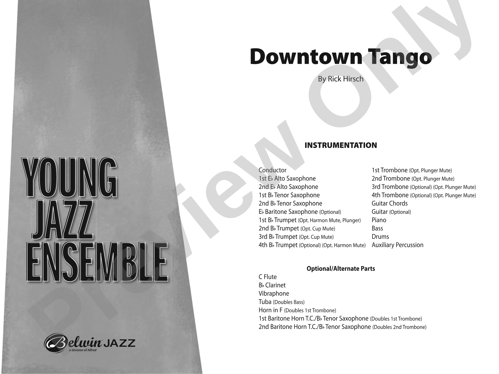 Downtown Tango: Jazz Ensemble Conductor Score & Parts