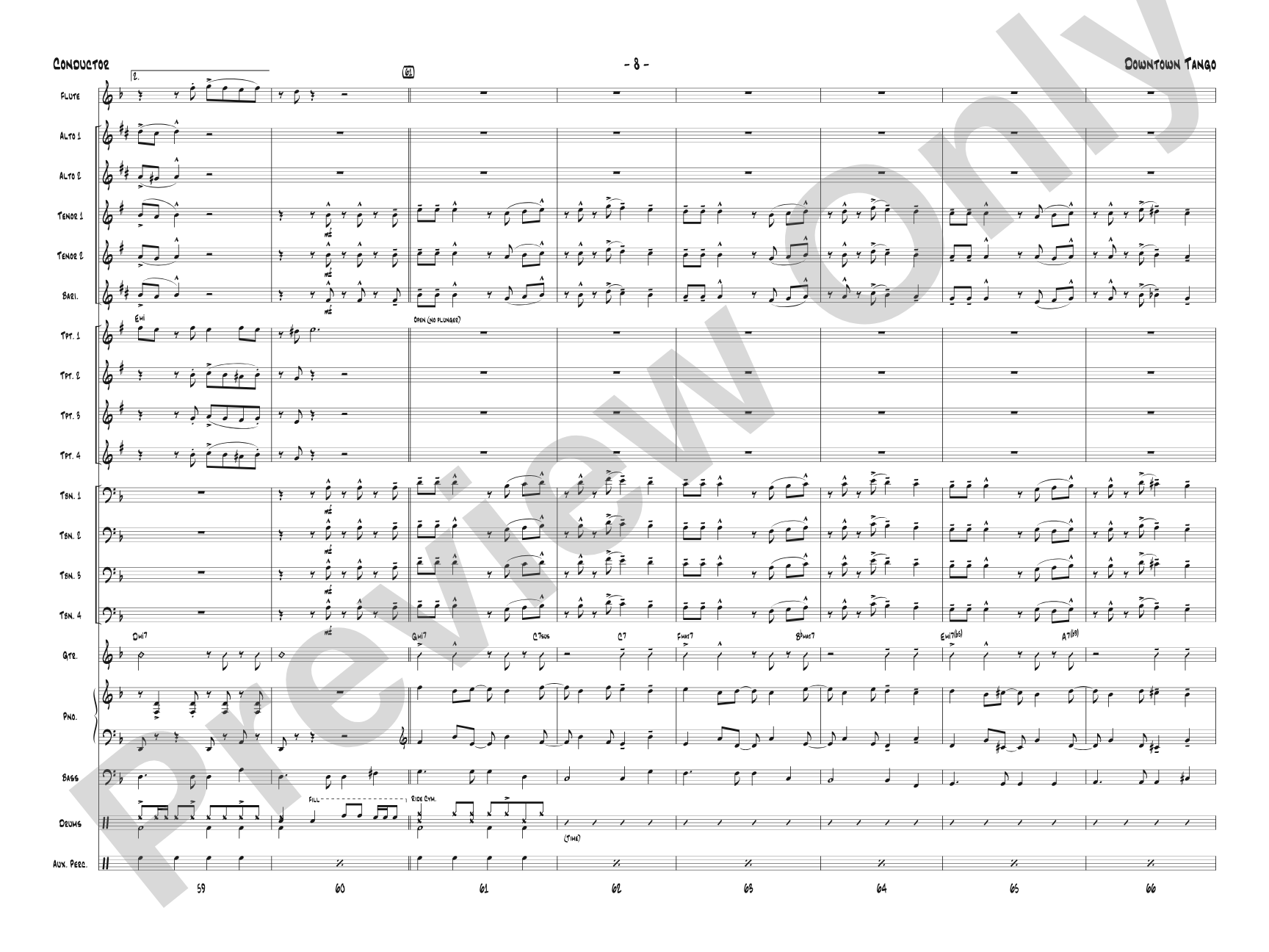 Downtown Tango: Jazz Ensemble Conductor Score & Parts