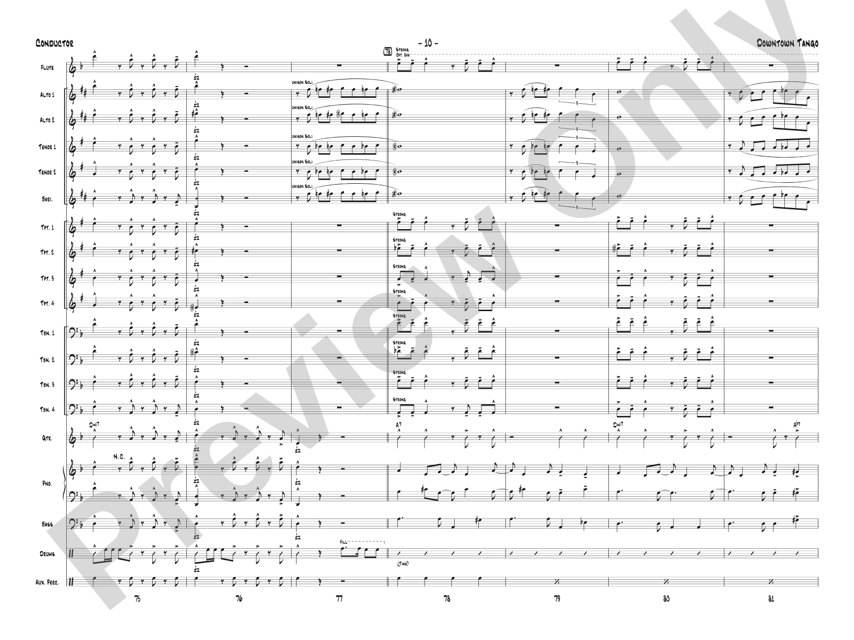 Downtown Tango: Jazz Ensemble Conductor Score & Parts