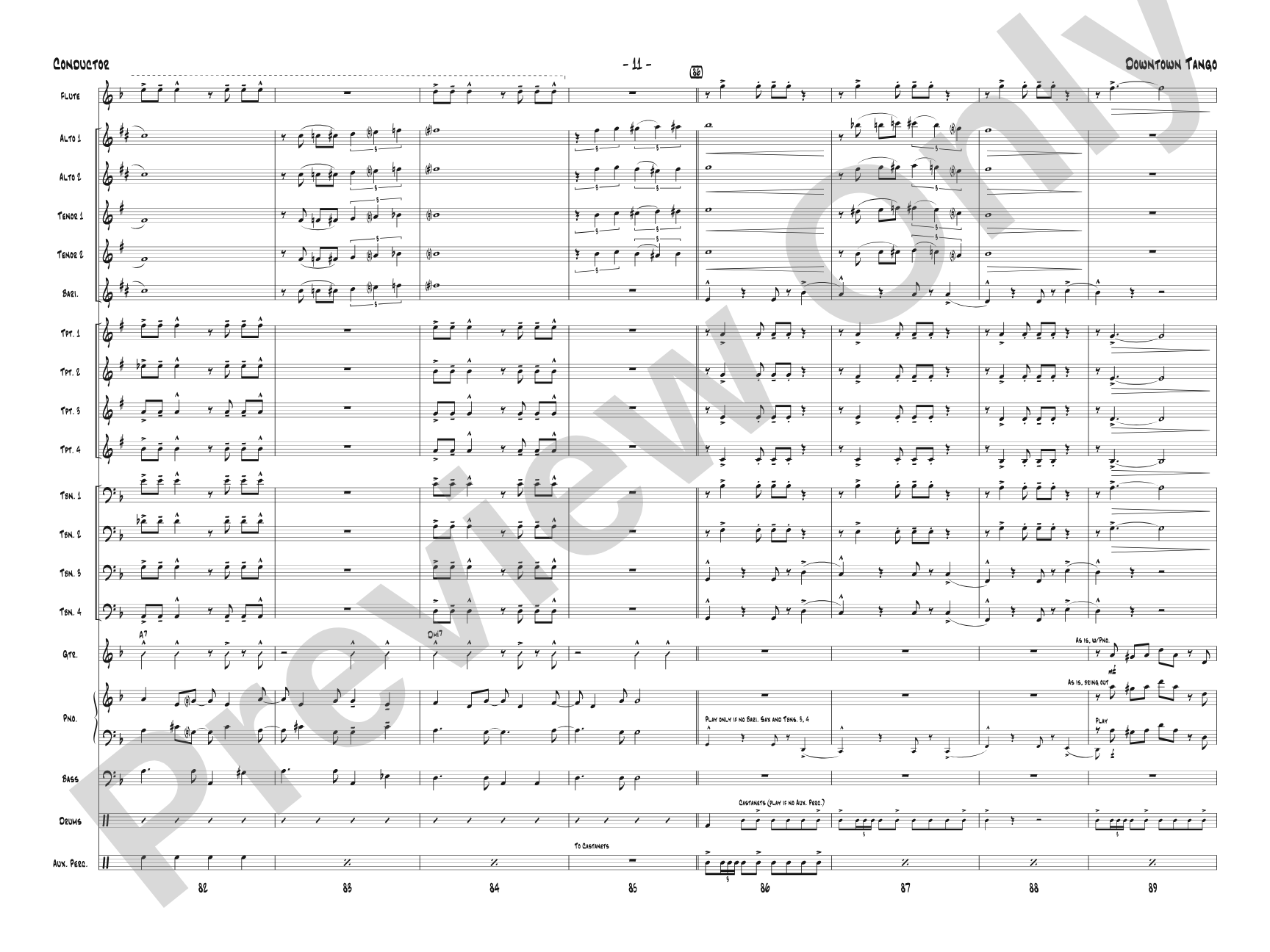 Downtown Tango: Jazz Ensemble Conductor Score & Parts
