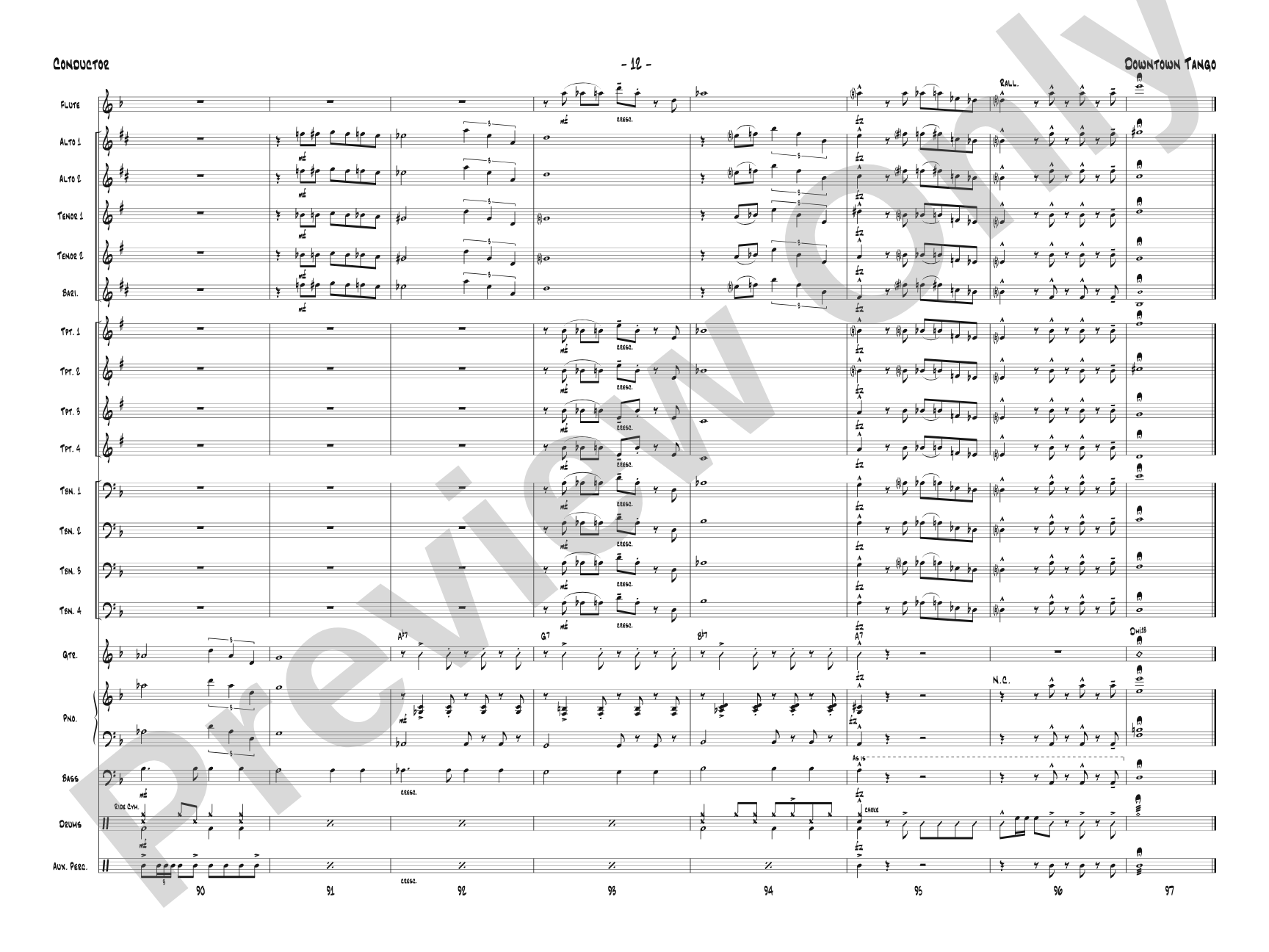 Downtown Tango: Jazz Ensemble Conductor Score & Parts