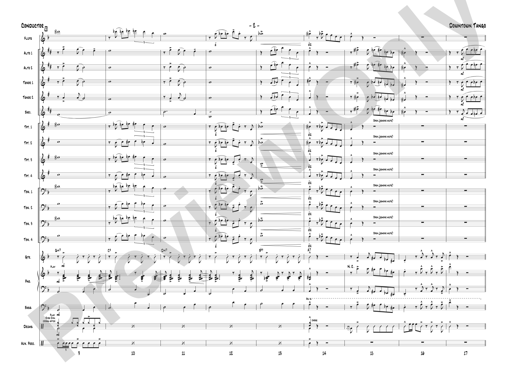 Downtown Tango: Jazz Ensemble Conductor Score & Parts