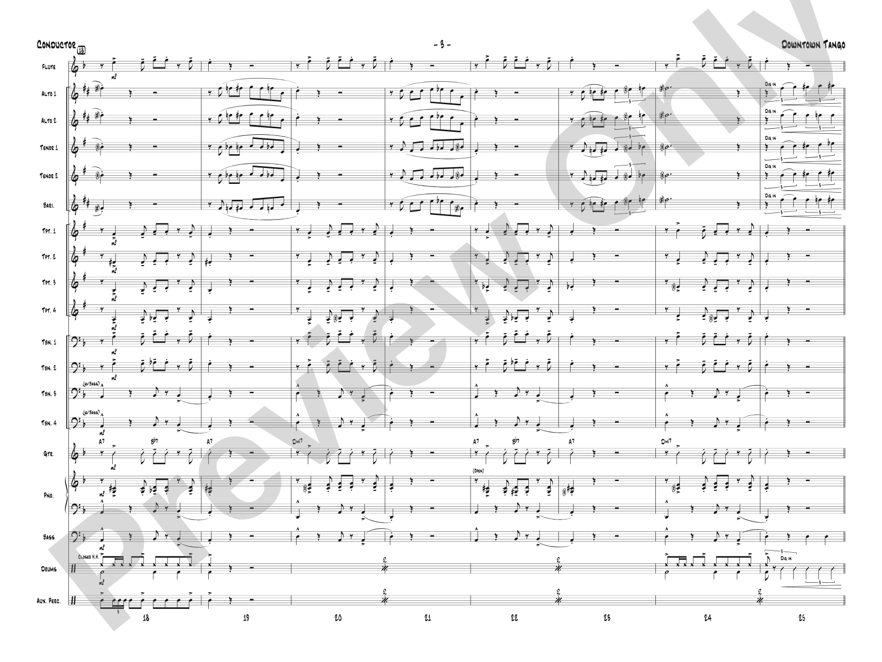 Downtown Tango: Jazz Ensemble Conductor Score & Parts