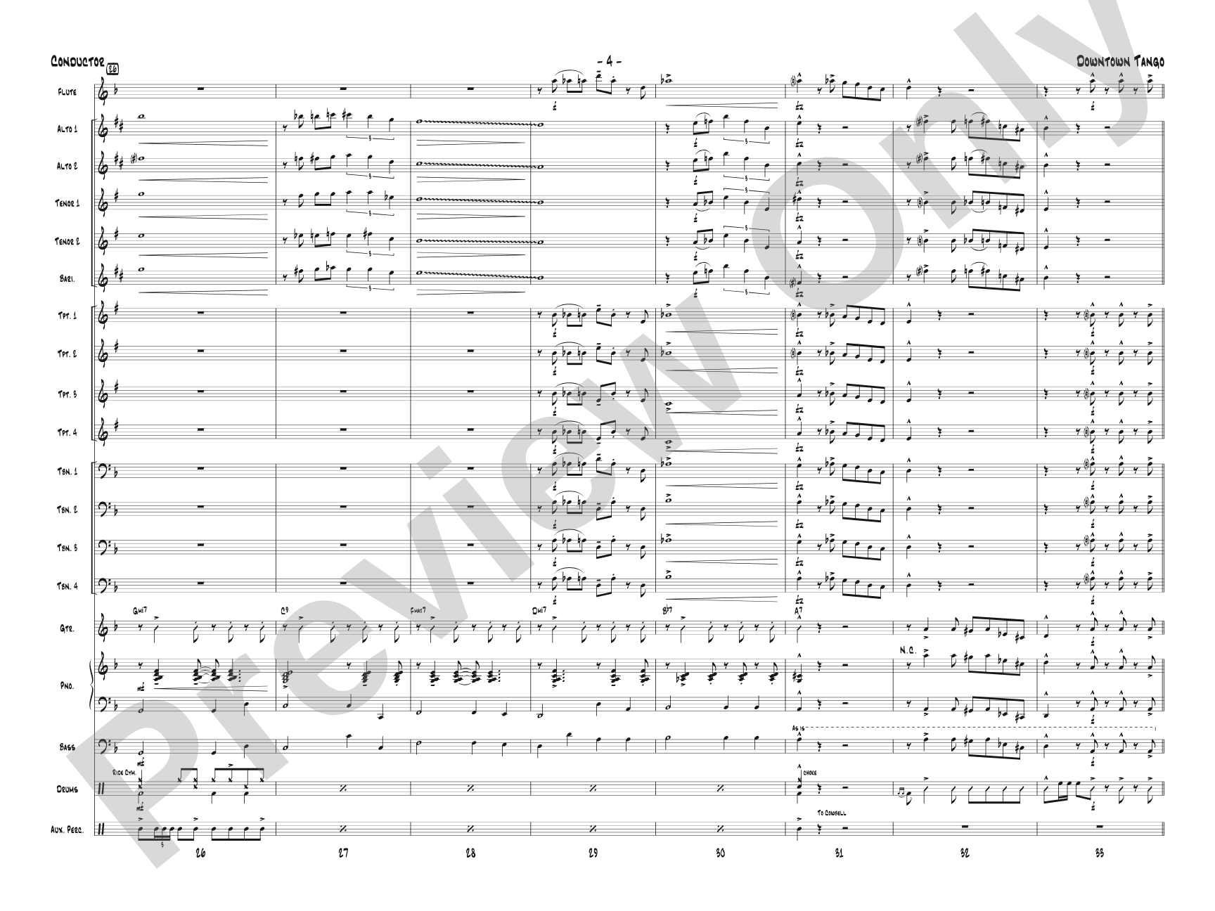 Downtown Tango: Jazz Ensemble Conductor Score & Parts