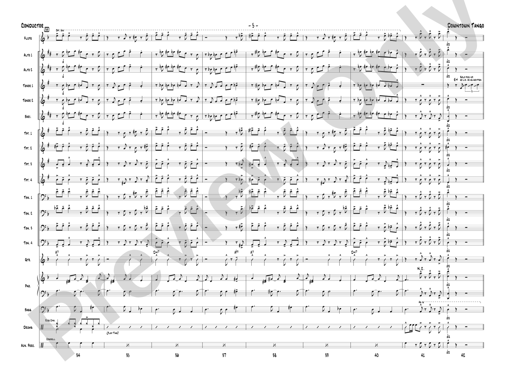 Downtown Tango: Jazz Ensemble Conductor Score & Parts