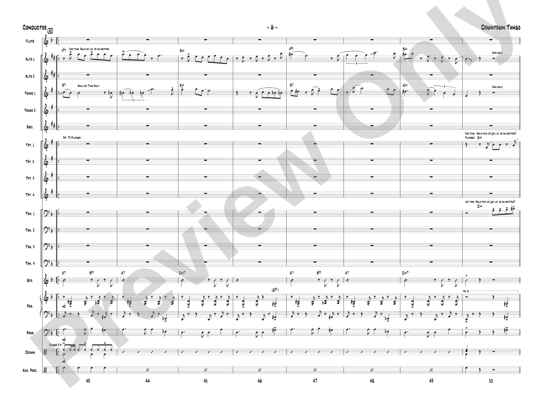 Downtown Tango: Jazz Ensemble Conductor Score & Parts