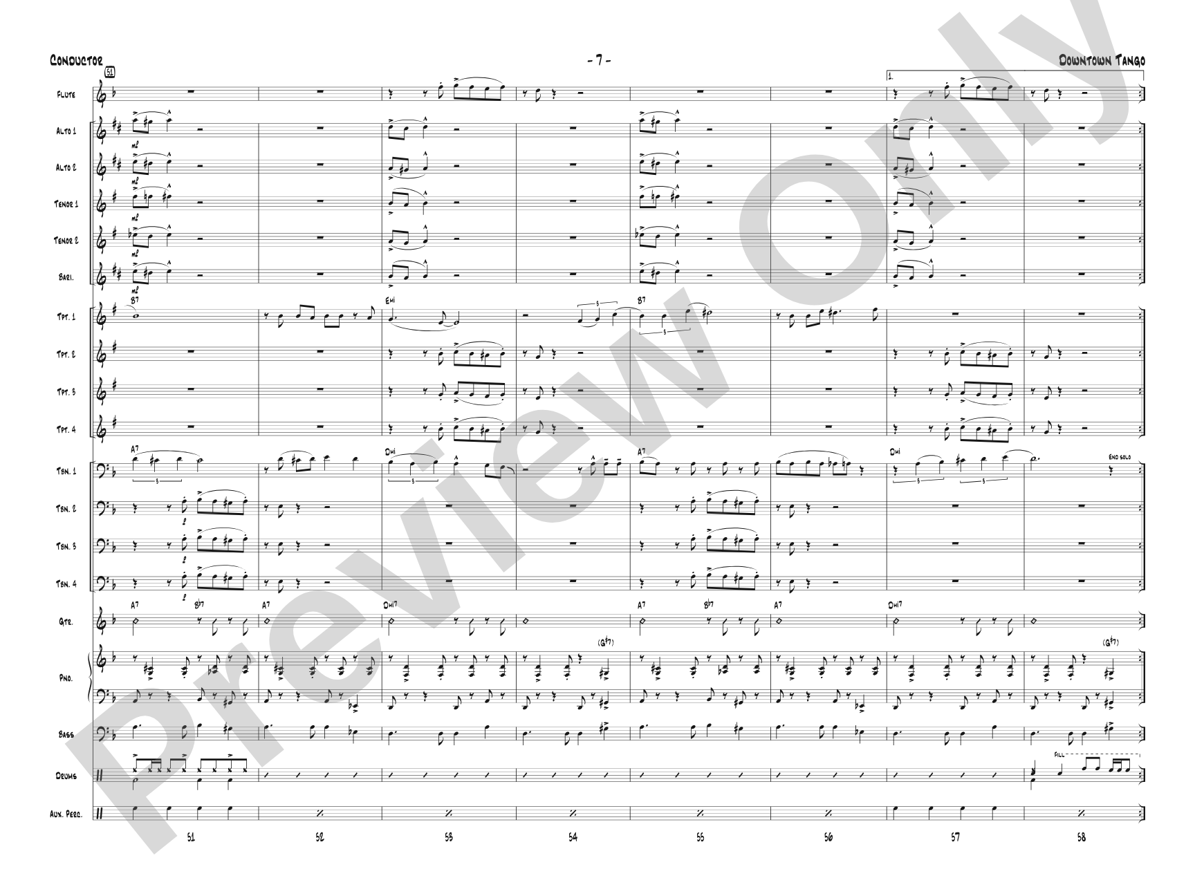 Downtown Tango: Jazz Ensemble Conductor Score & Parts
