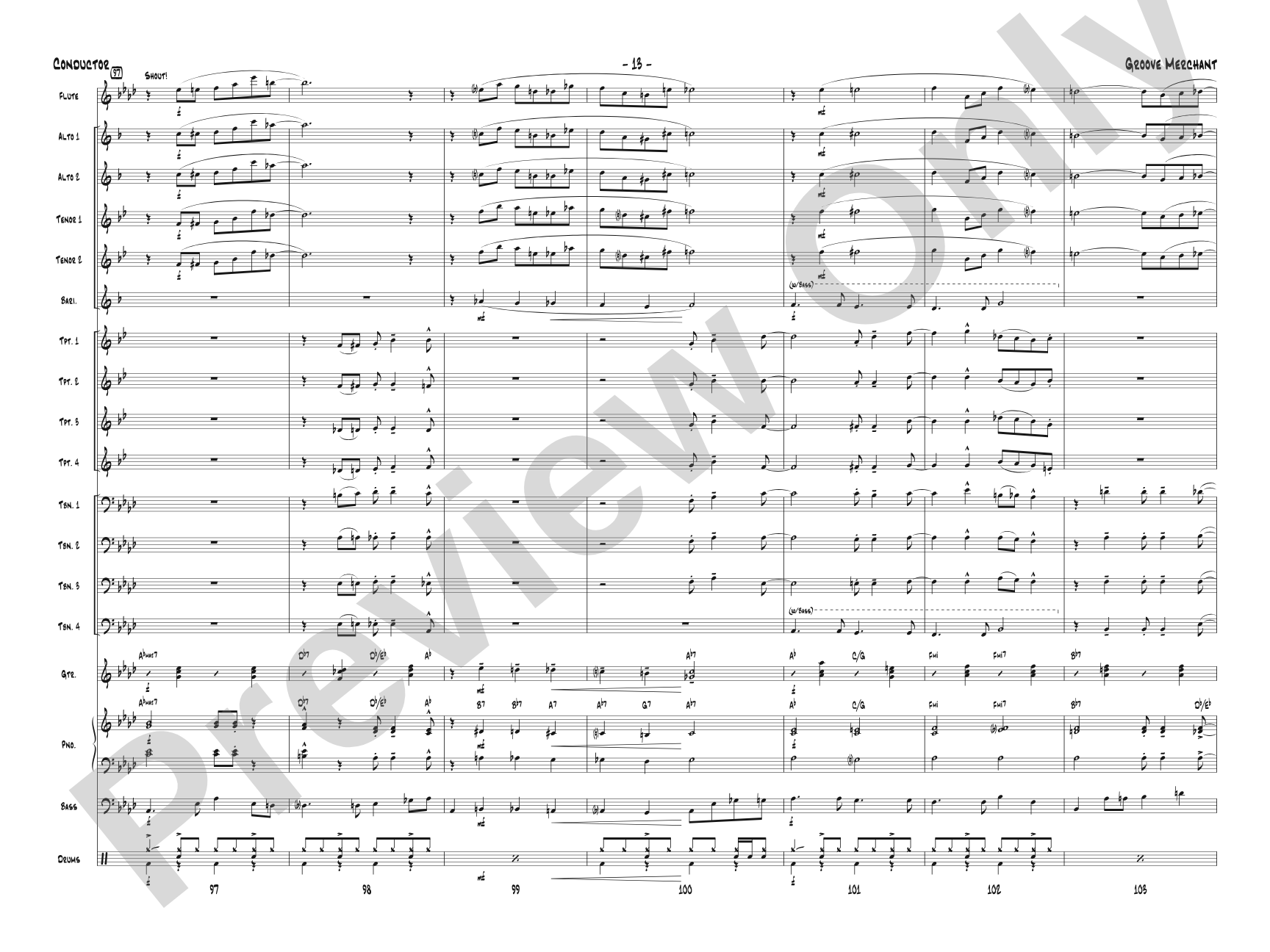 Groove Merchant: Jazz Ensemble Conductor Score & Parts