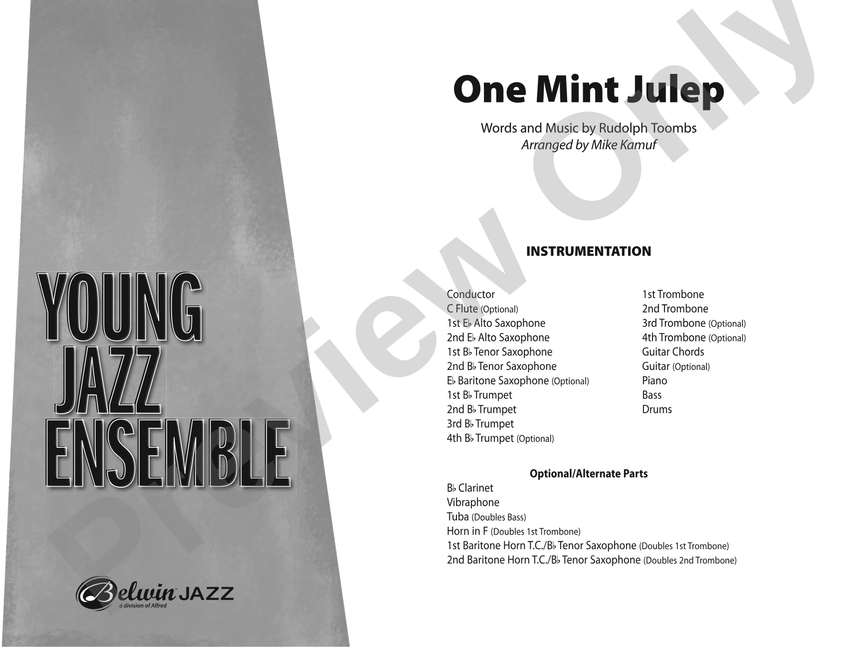 One Mint Julep: Jazz Ensemble Conductor Score & Parts