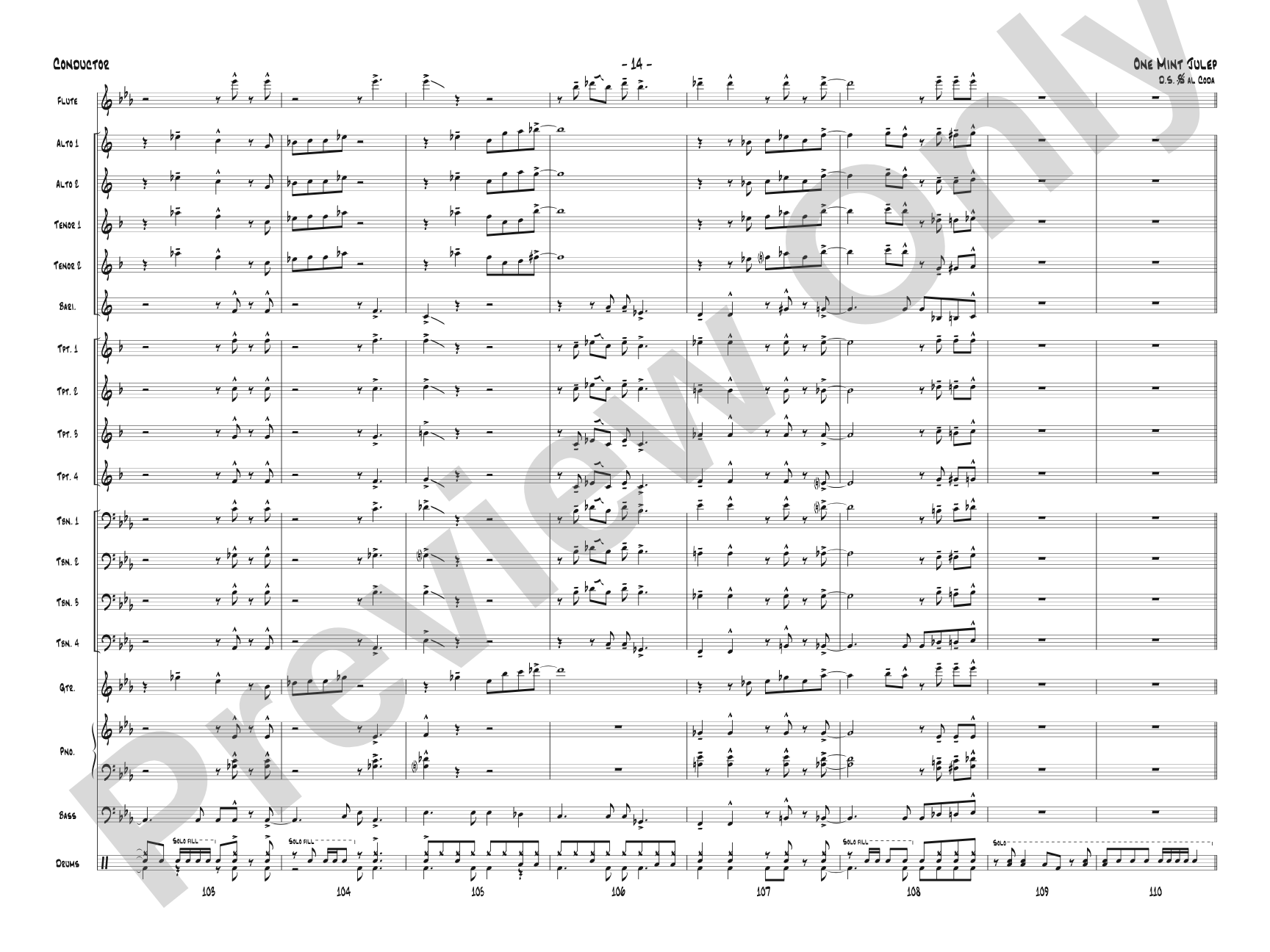 One Mint Julep: Jazz Ensemble Conductor Score & Parts