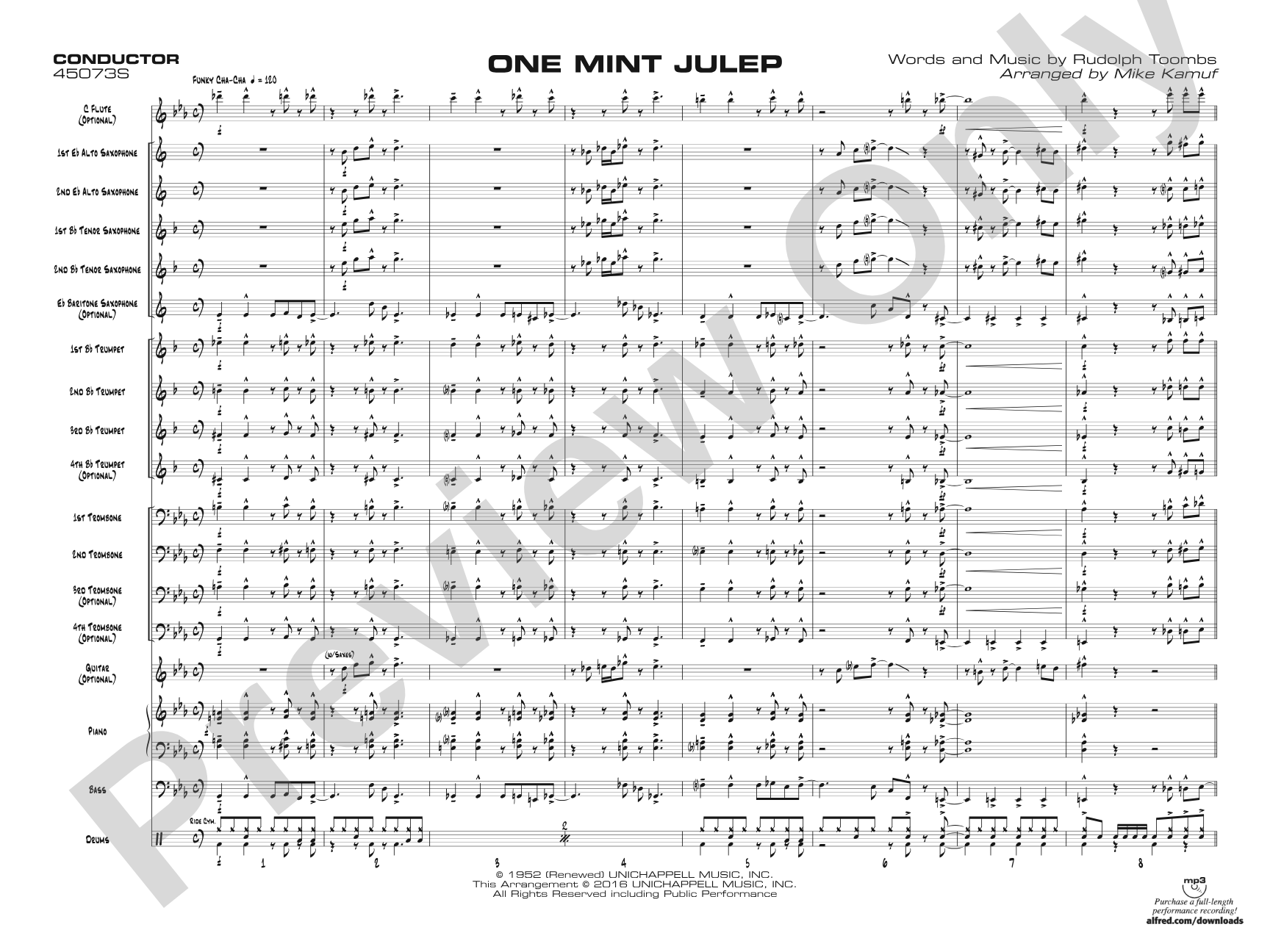 One Mint Julep: Jazz Ensemble Conductor Score & Parts
