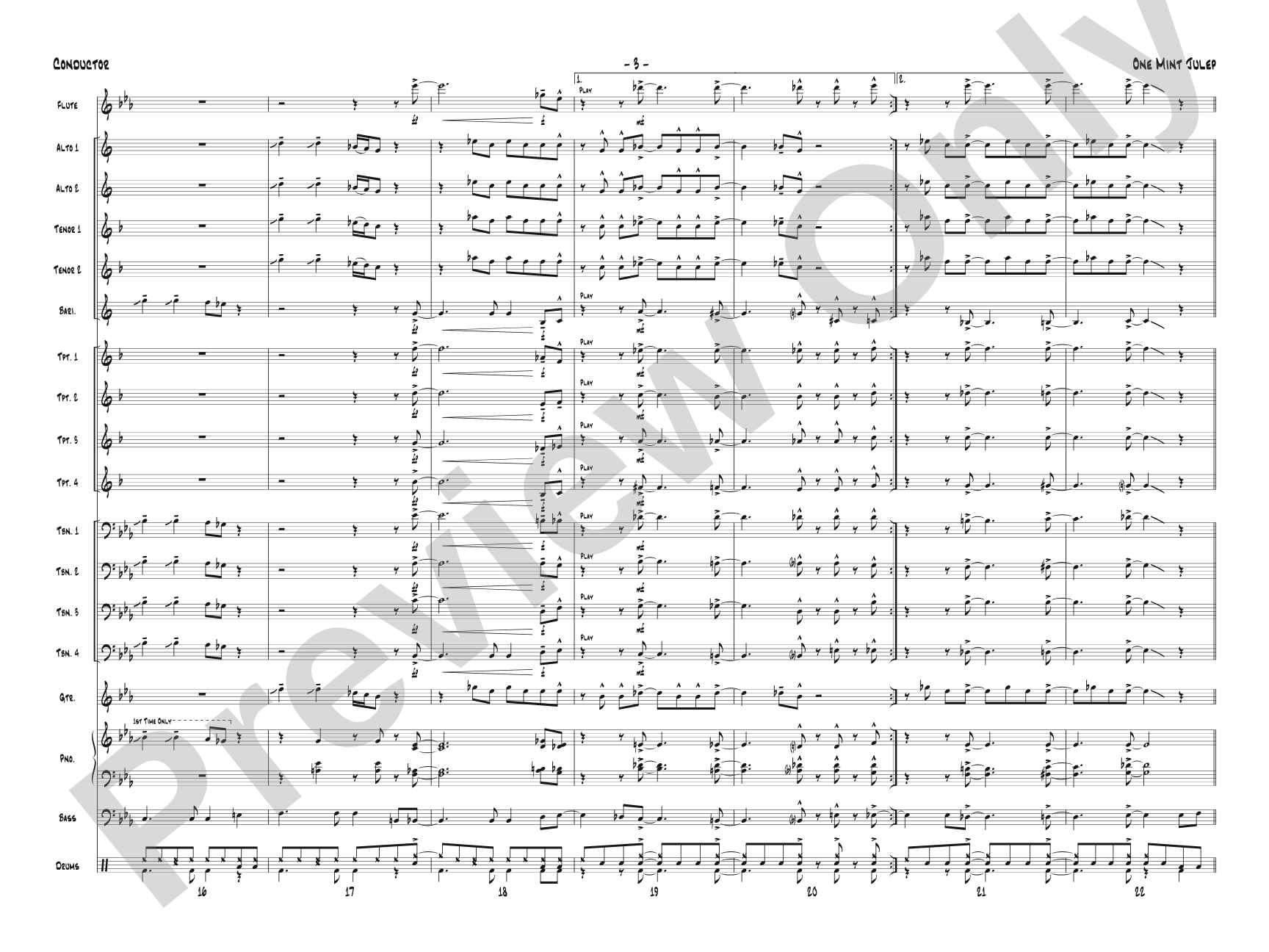 One Mint Julep: Jazz Ensemble Conductor Score & Parts