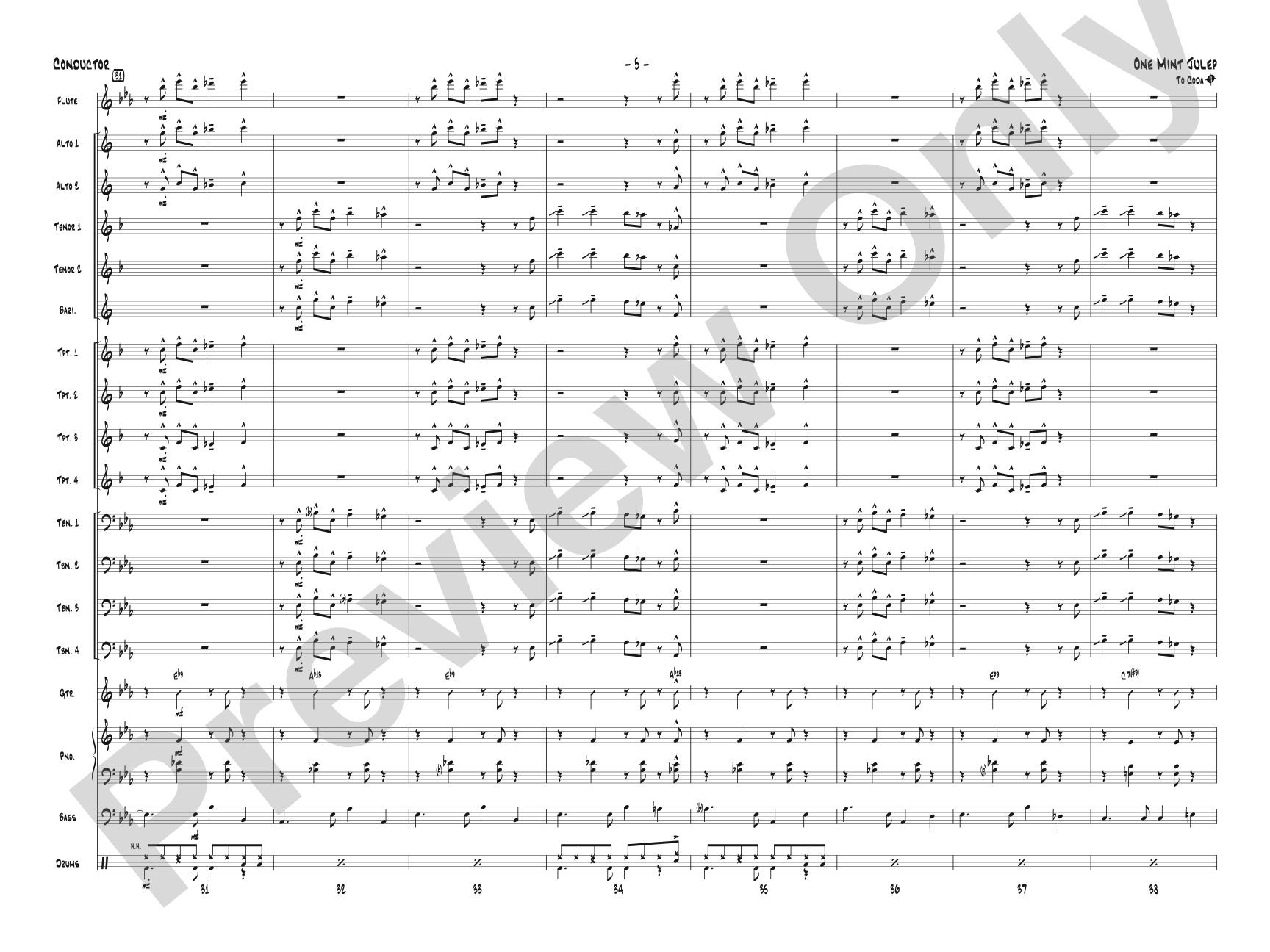 One Mint Julep: Jazz Ensemble Conductor Score & Parts
