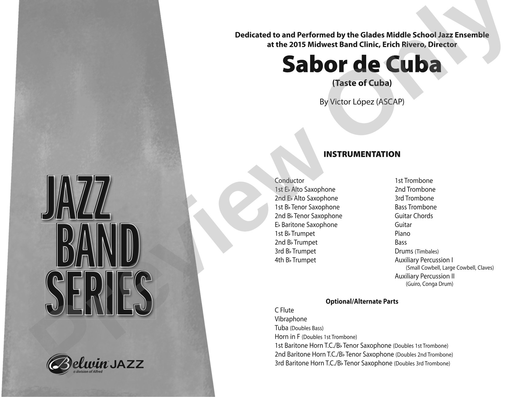 Sabor de Cuba: Jazz Ensemble Conductor Score & Parts