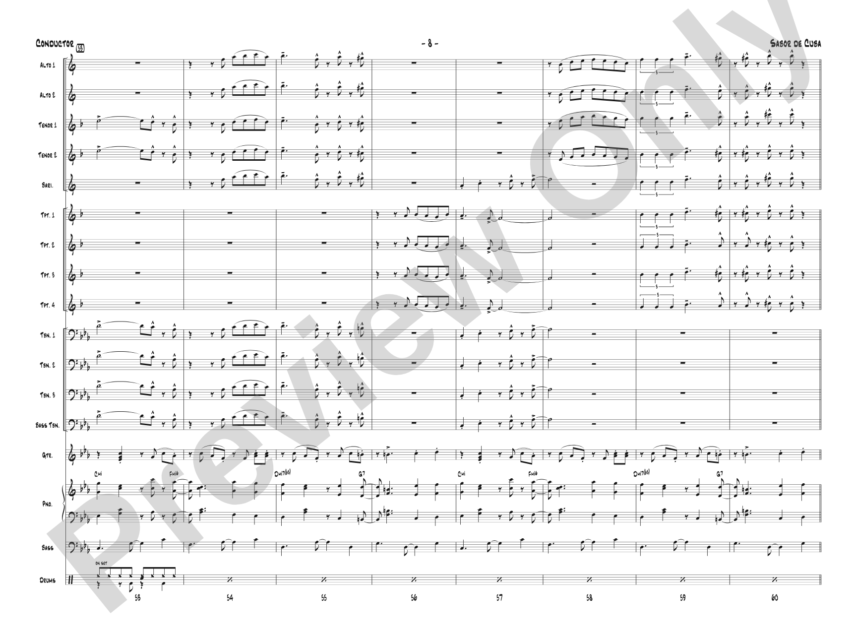 Sabor de Cuba: Jazz Ensemble Conductor Score & Parts