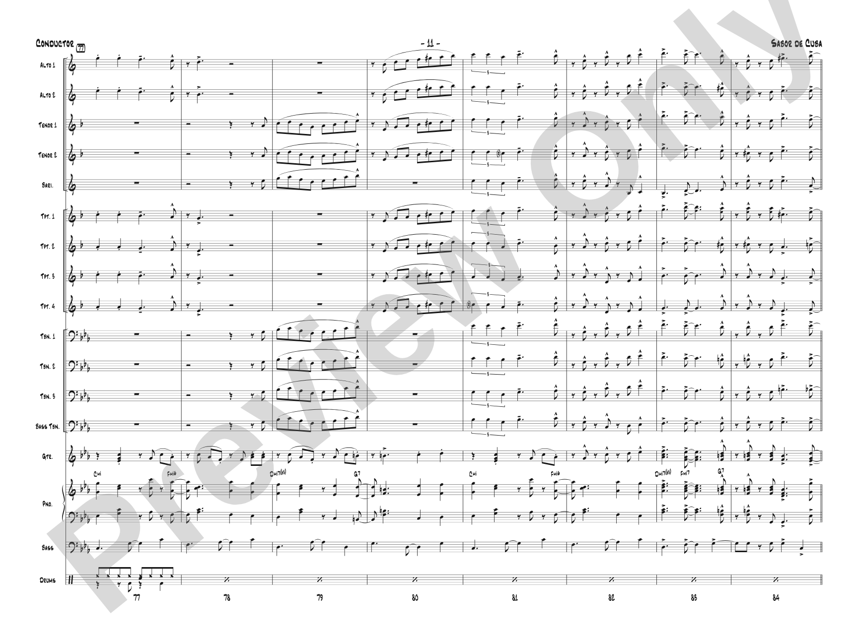 Sabor de Cuba: Jazz Ensemble Conductor Score & Parts