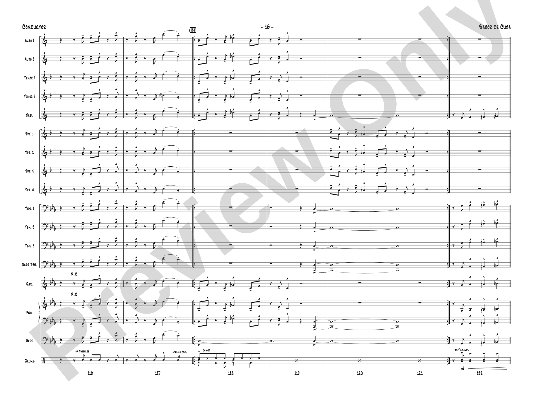 Sabor de Cuba: Jazz Ensemble Conductor Score & Parts