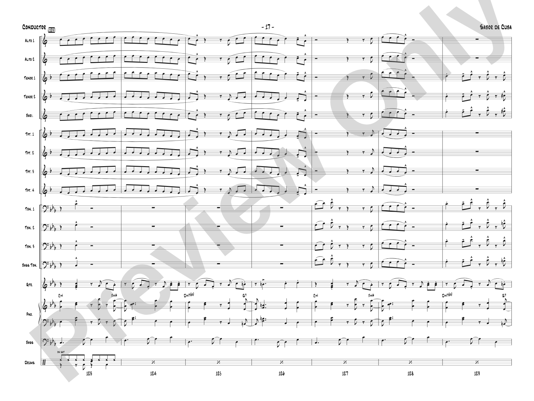 Sabor de Cuba: Jazz Ensemble Conductor Score & Parts
