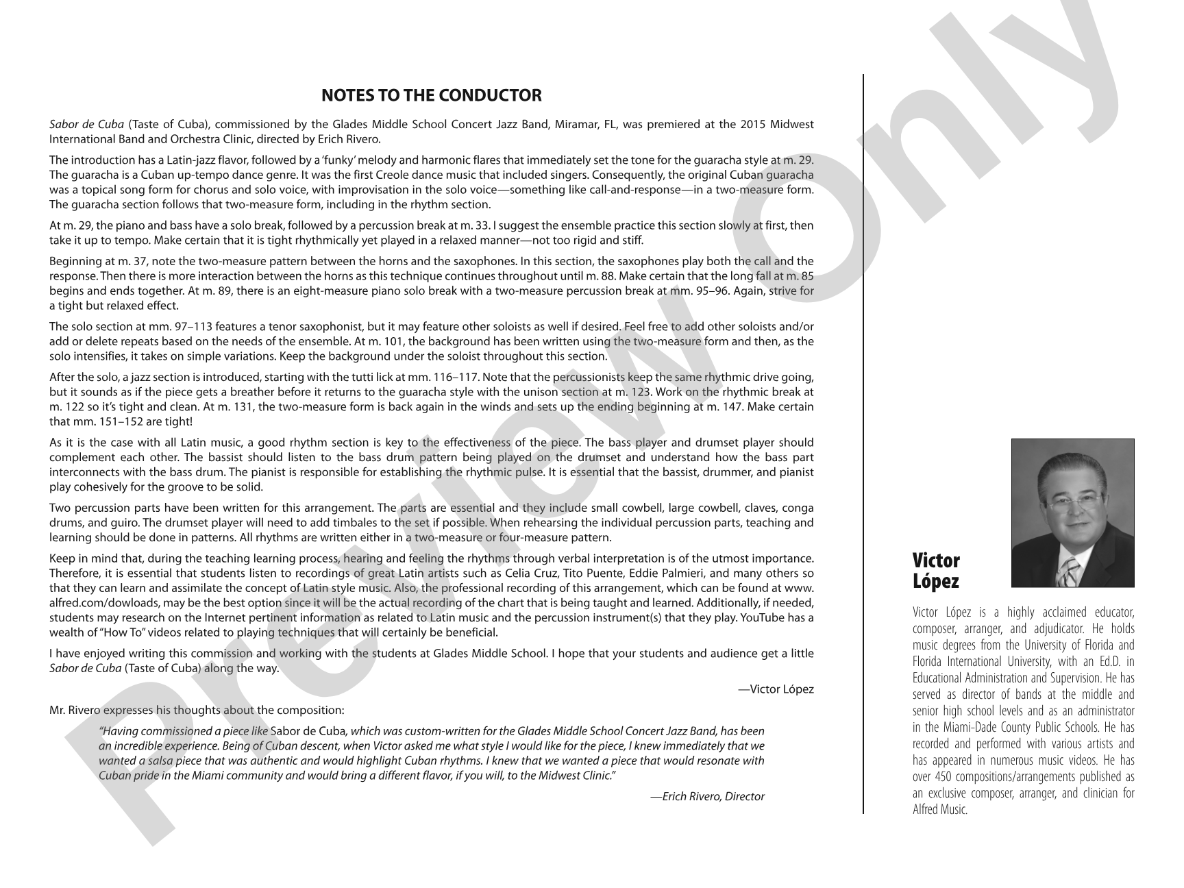 Sabor de Cuba: Jazz Ensemble Conductor Score & Parts