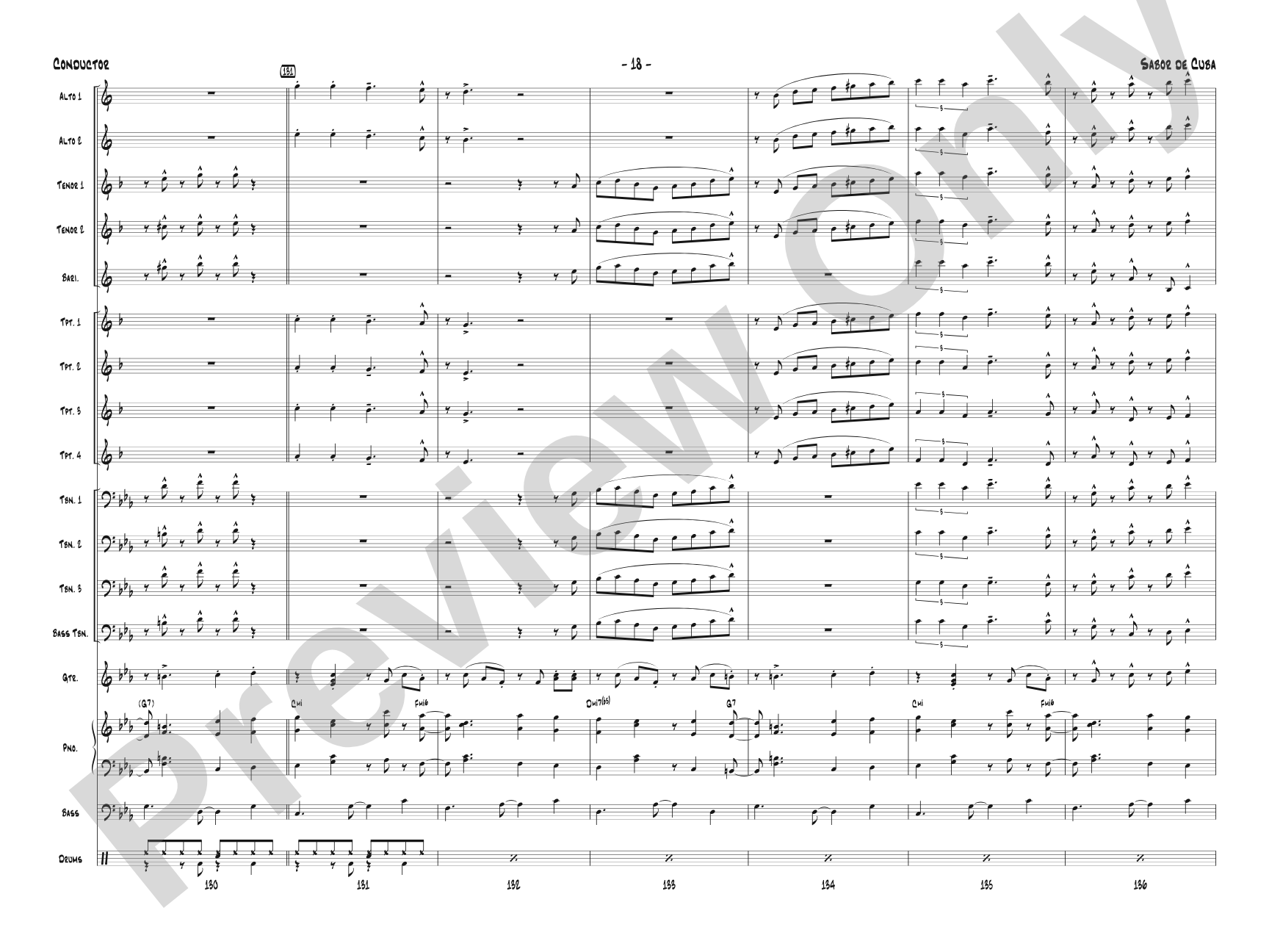 Sabor de Cuba: Jazz Ensemble Conductor Score & Parts