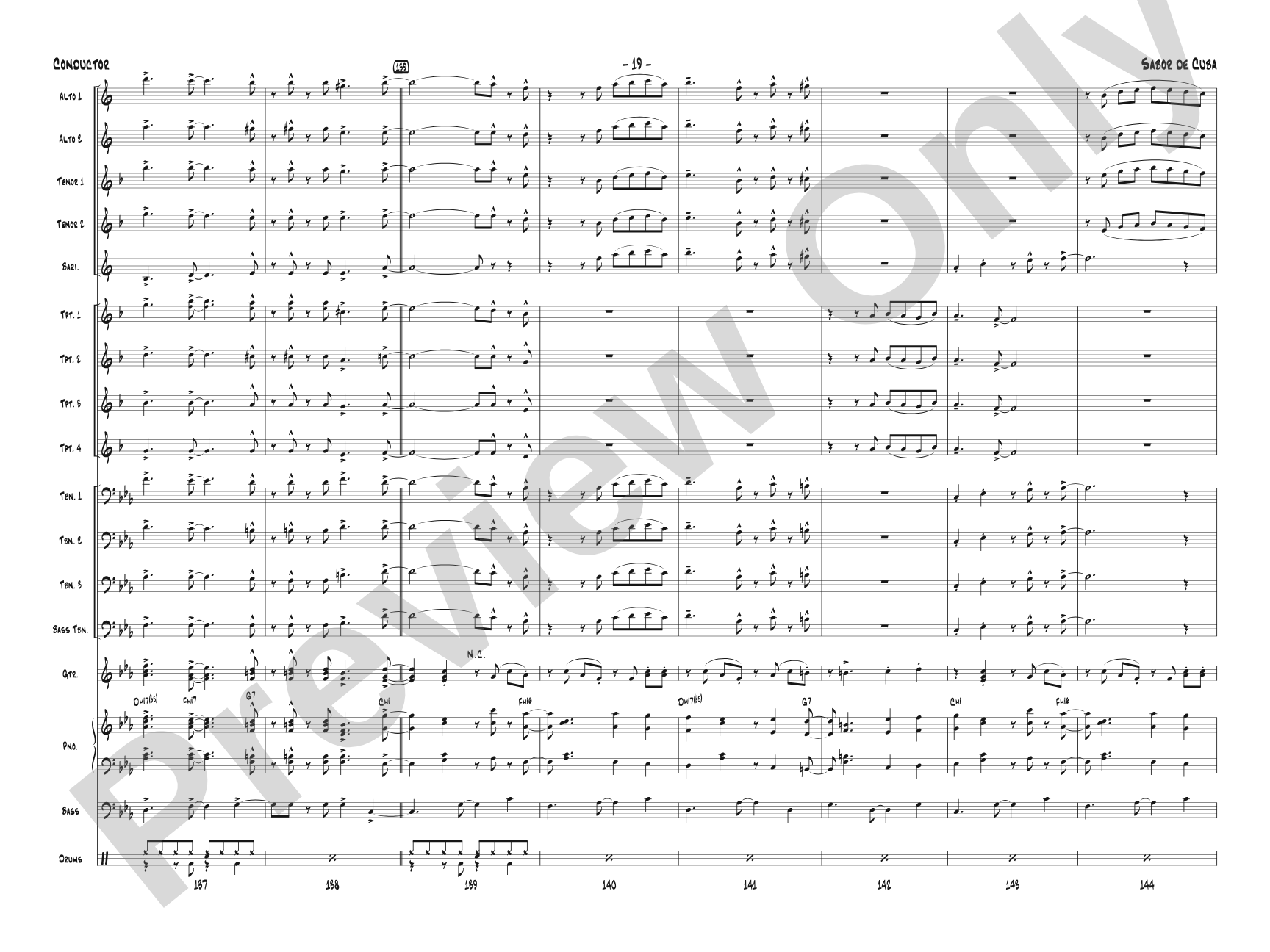Sabor de Cuba: Jazz Ensemble Conductor Score & Parts
