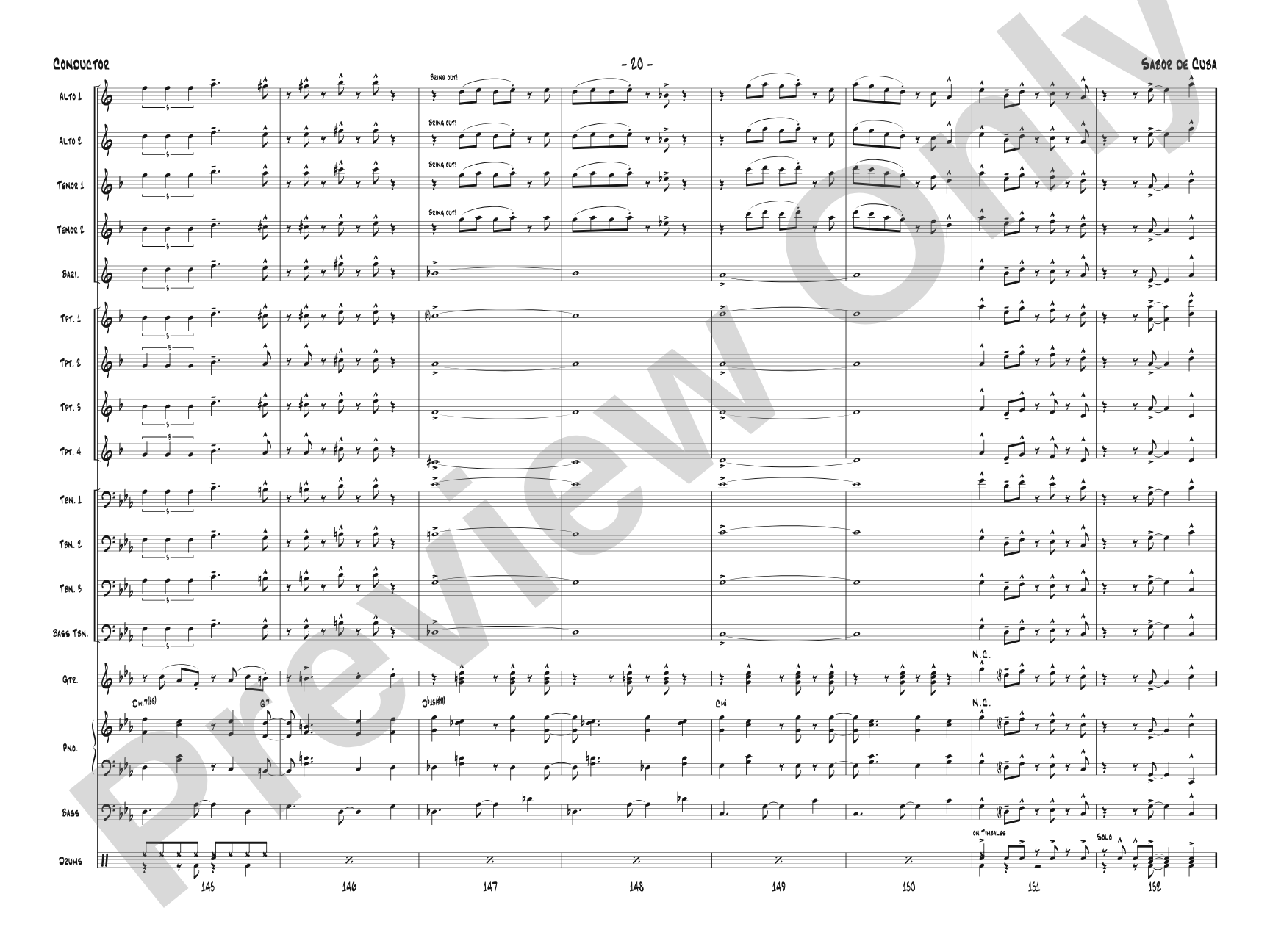 Sabor de Cuba: Jazz Ensemble Conductor Score & Parts