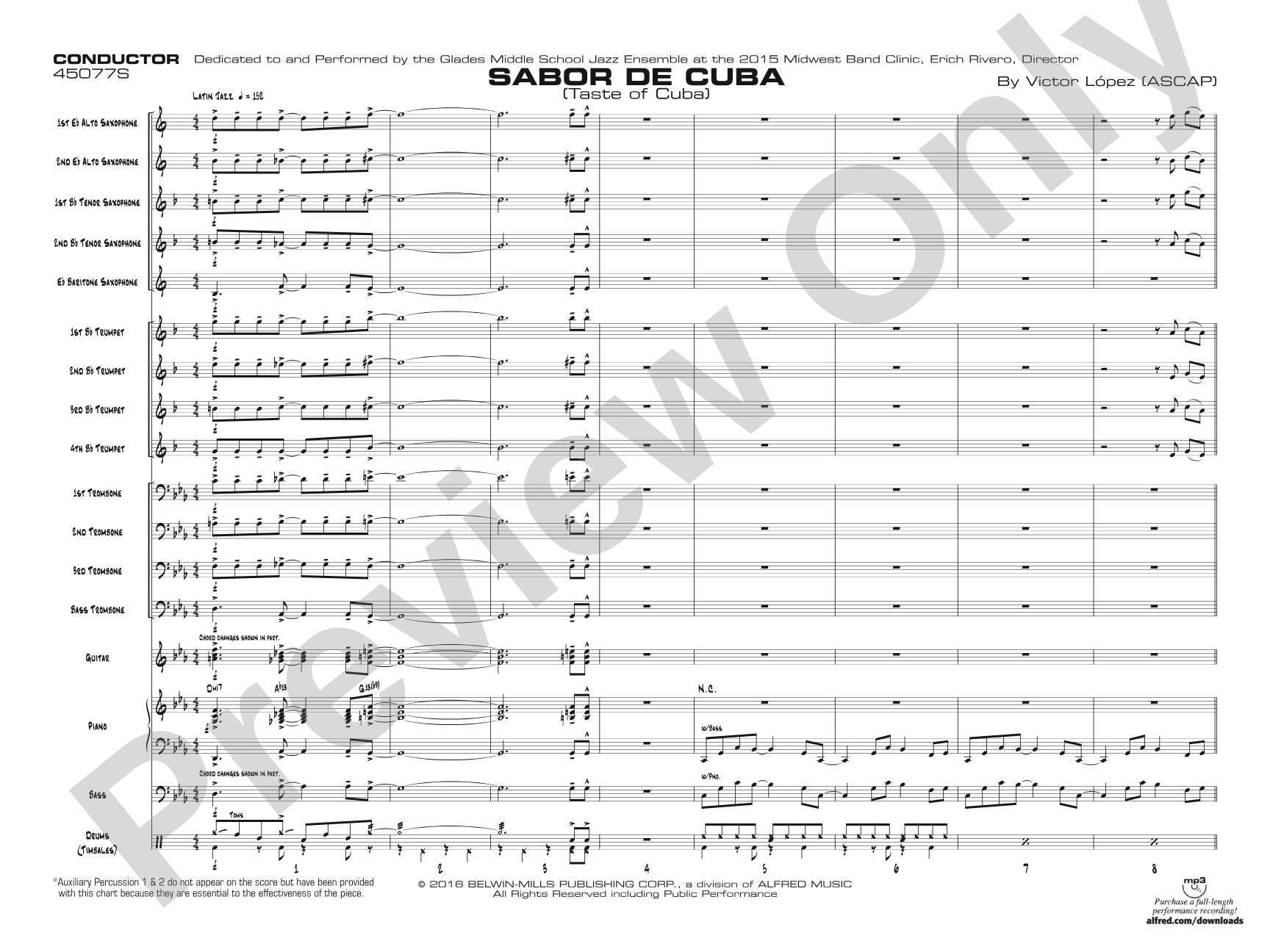 Sabor de Cuba: Jazz Ensemble Conductor Score & Parts