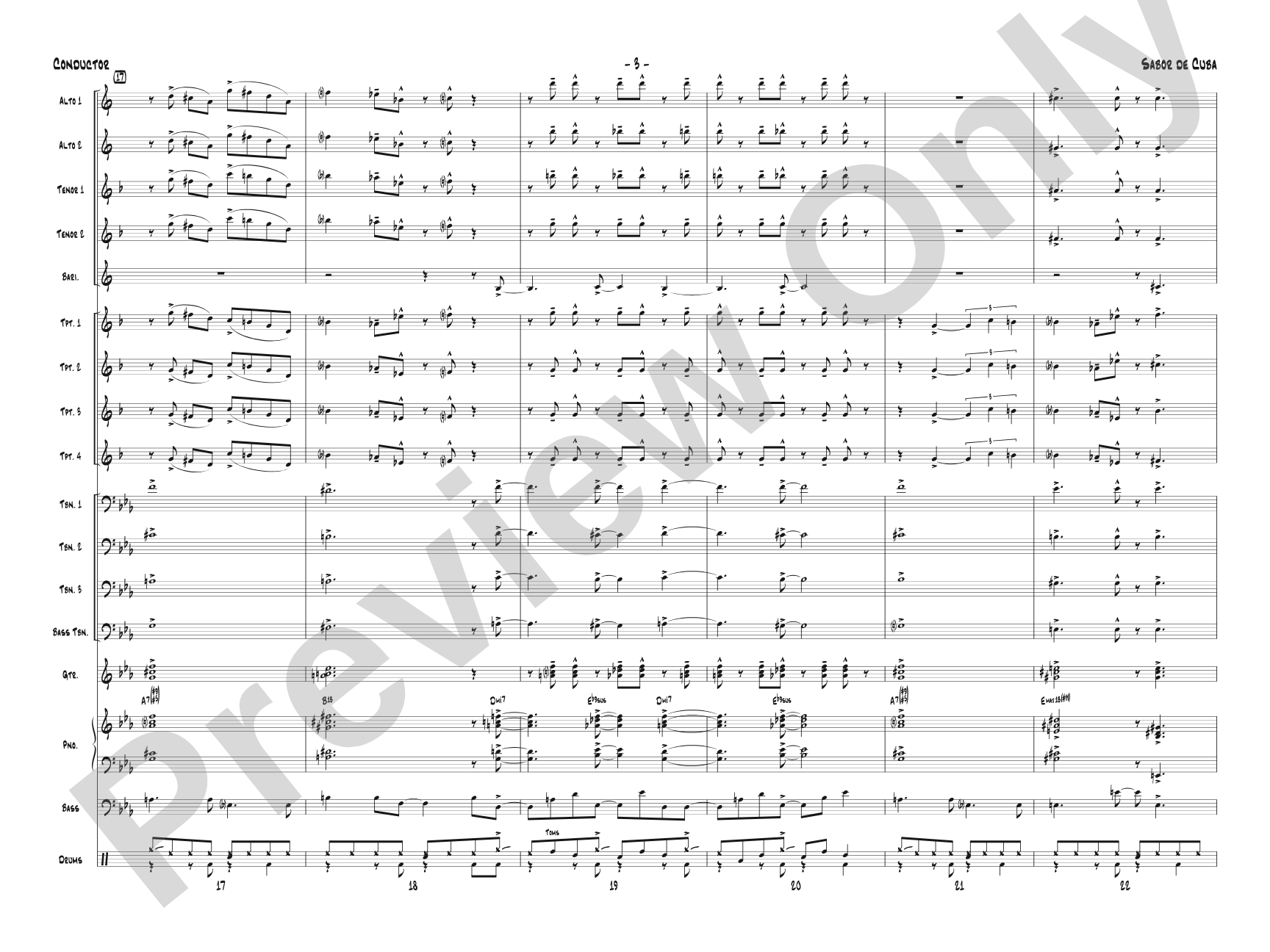 Sabor de Cuba: Jazz Ensemble Conductor Score & Parts