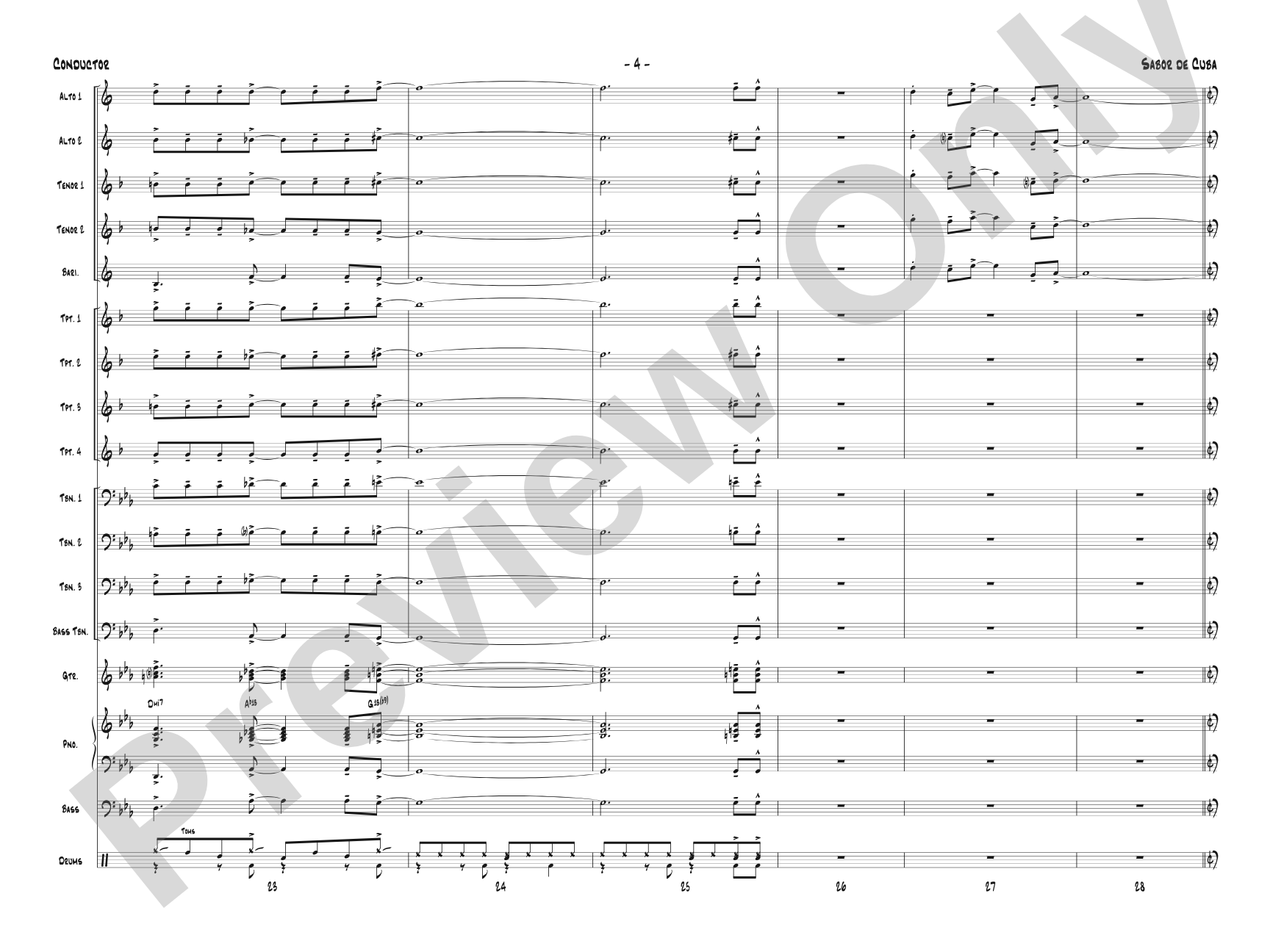 Sabor de Cuba: Jazz Ensemble Conductor Score & Parts