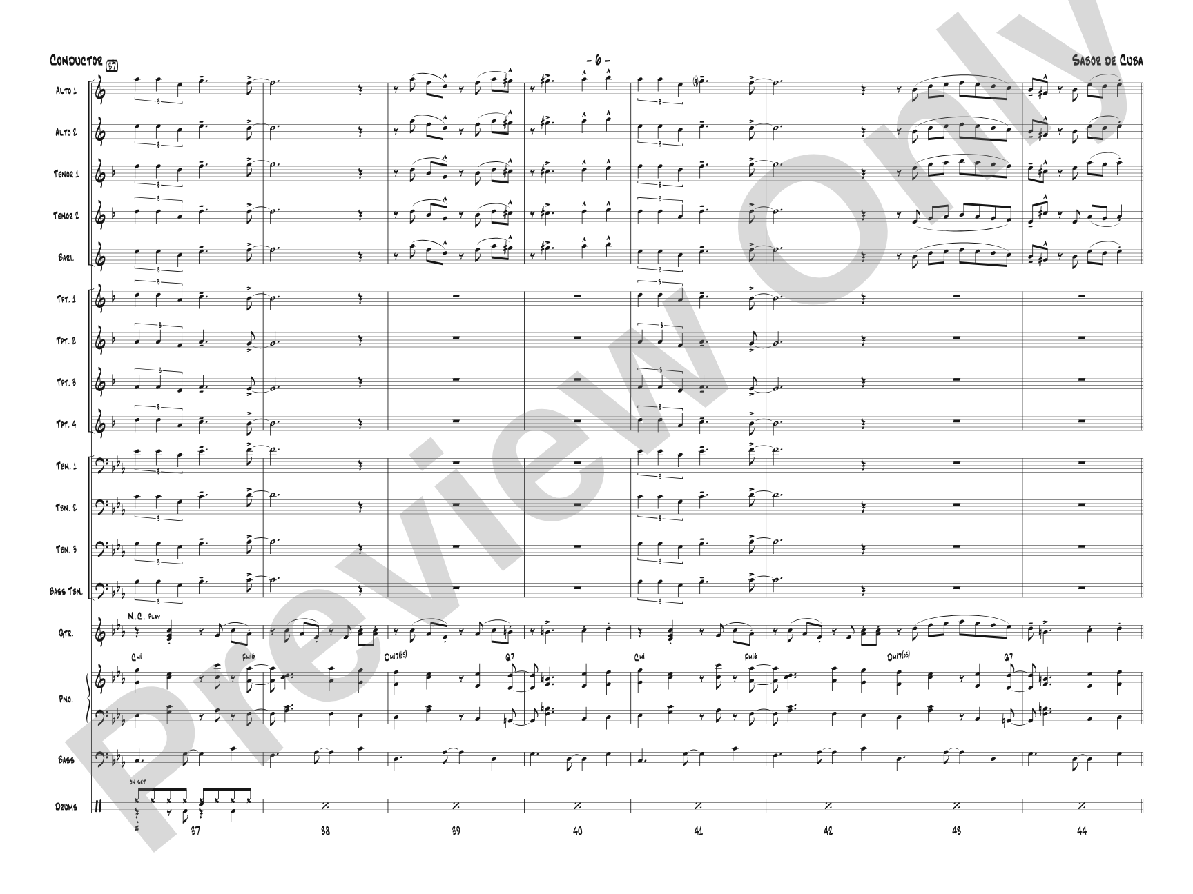 Sabor de Cuba: Jazz Ensemble Conductor Score & Parts
