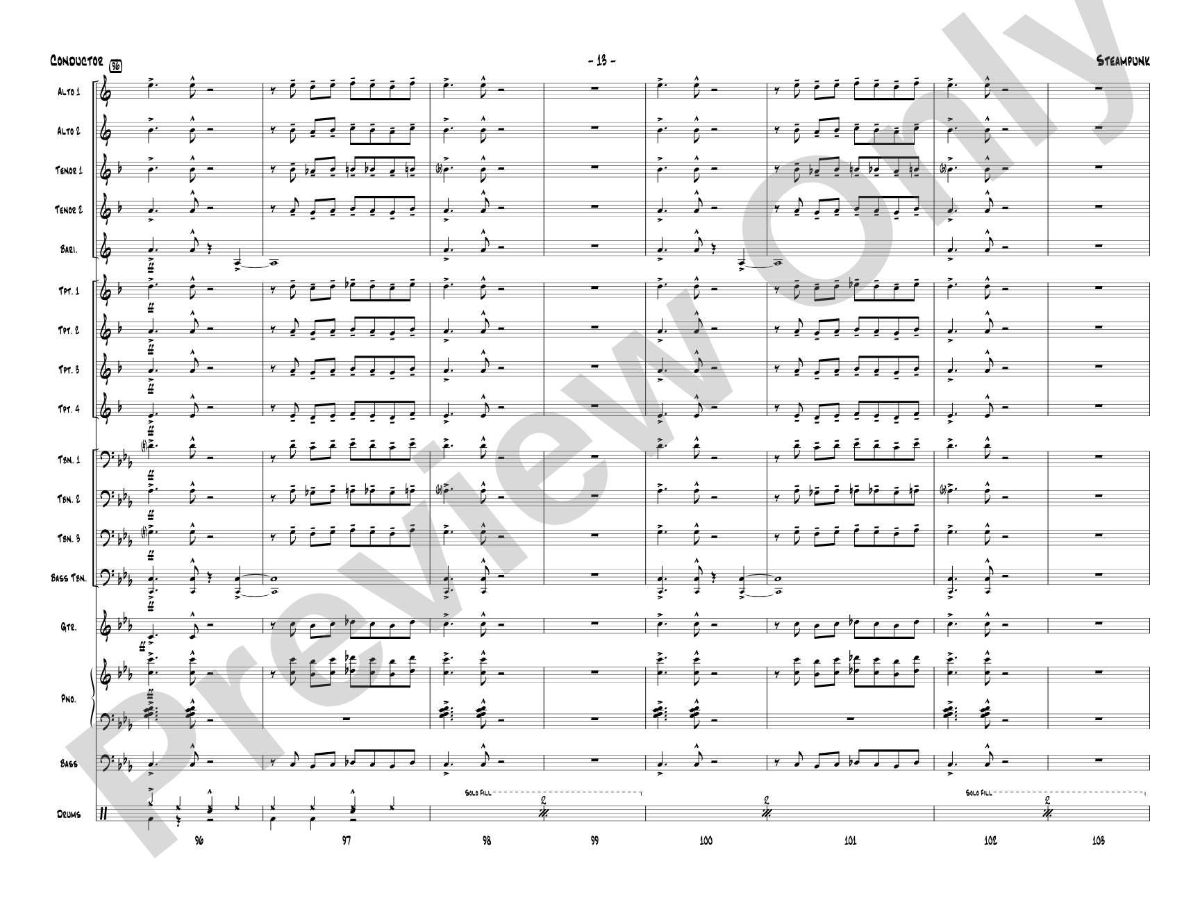 Steampunk: Jazz Ensemble Conductor Score & Parts