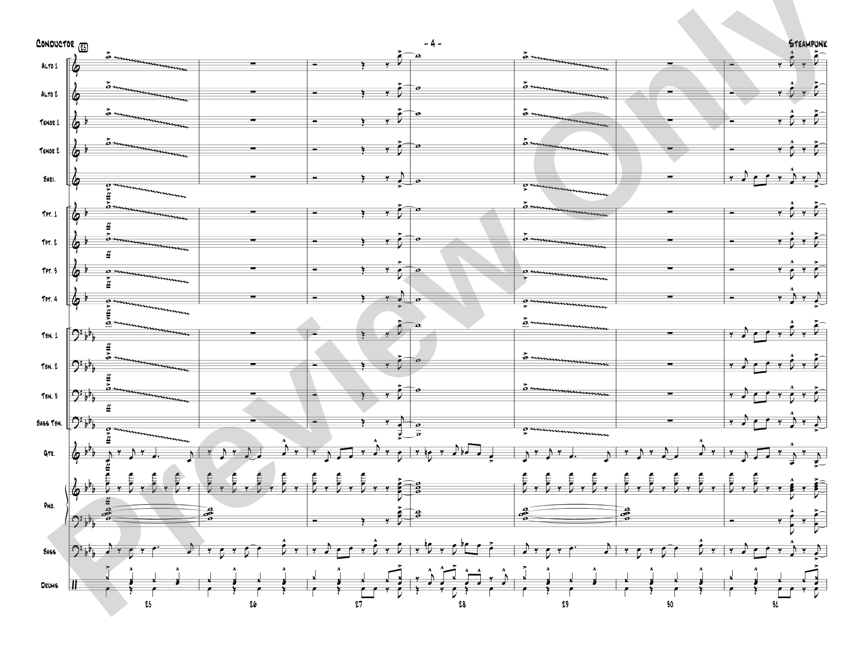 Steampunk: Jazz Ensemble Conductor Score & Parts