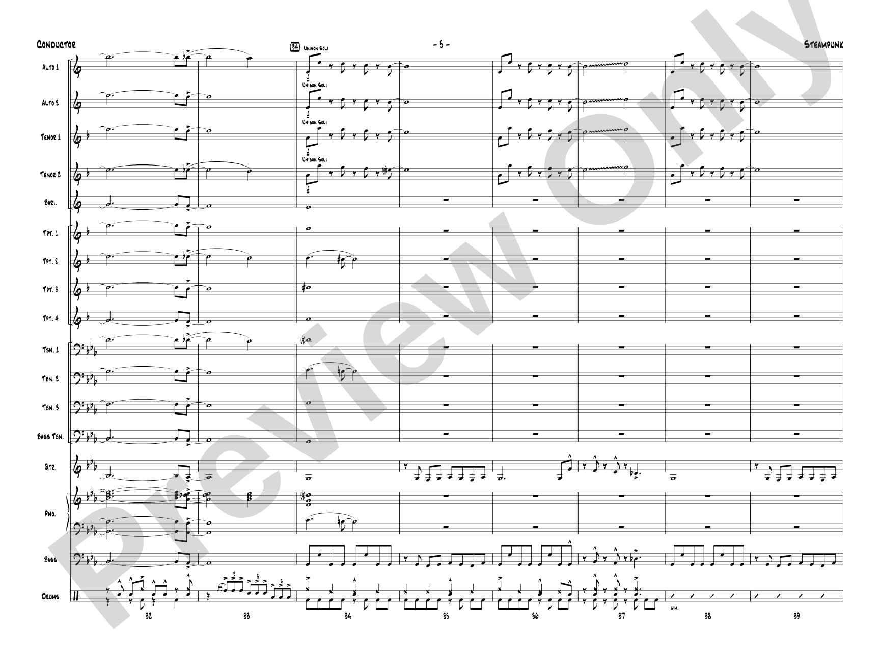 Steampunk: Jazz Ensemble Conductor Score & Parts
