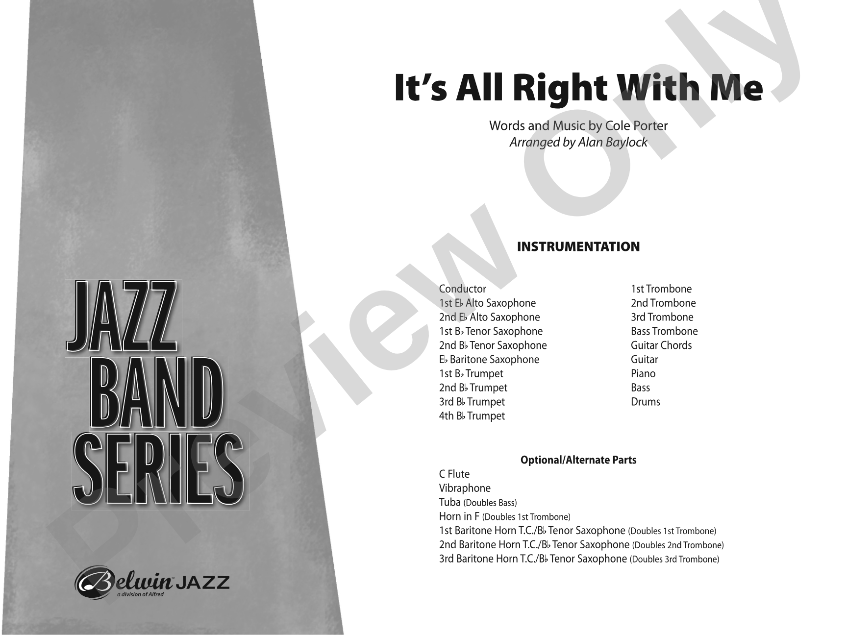 It's All Right with Me: Jazz Ensemble Conductor Score & Parts