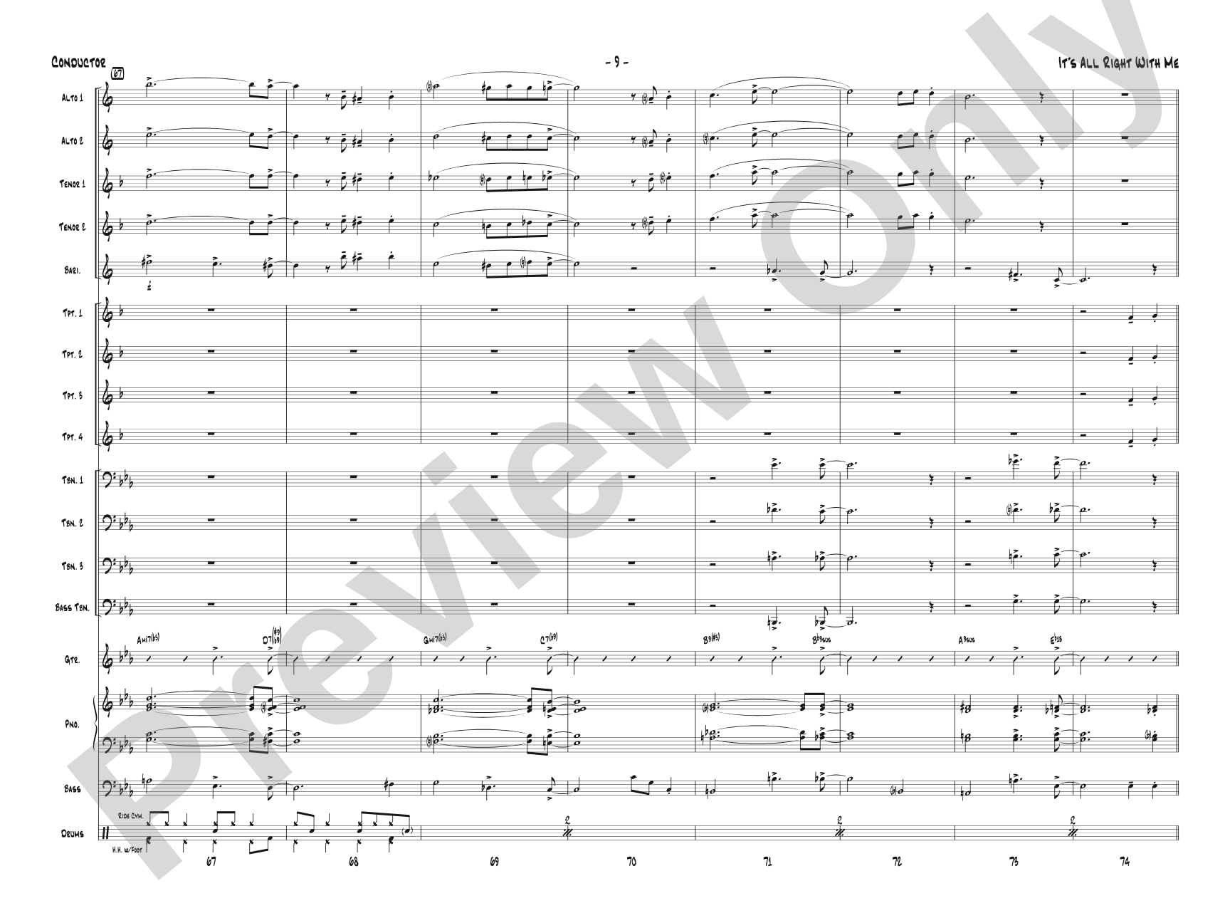 It's All Right with Me: Jazz Ensemble Conductor Score & Parts