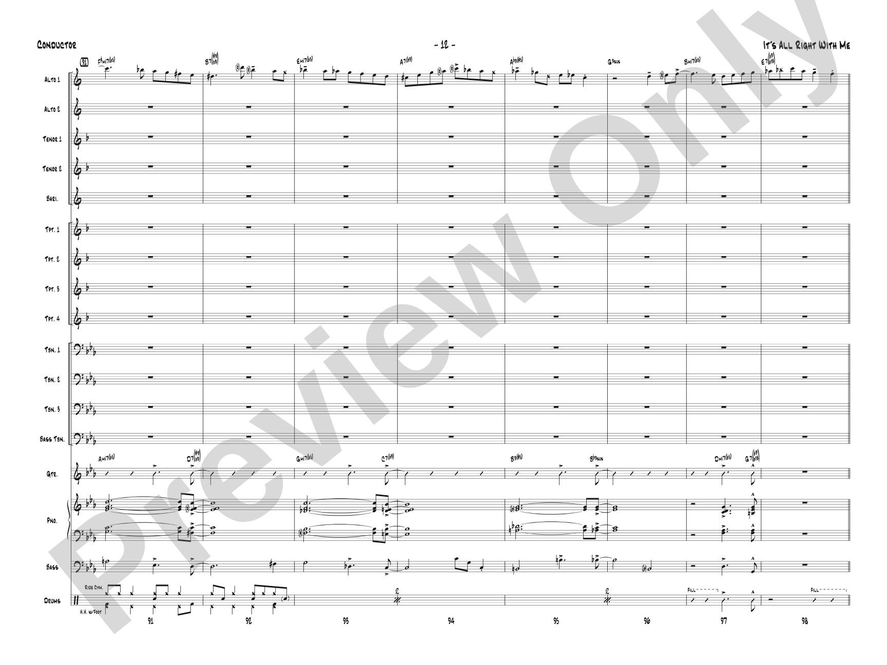 It's All Right with Me: Jazz Ensemble Conductor Score & Parts